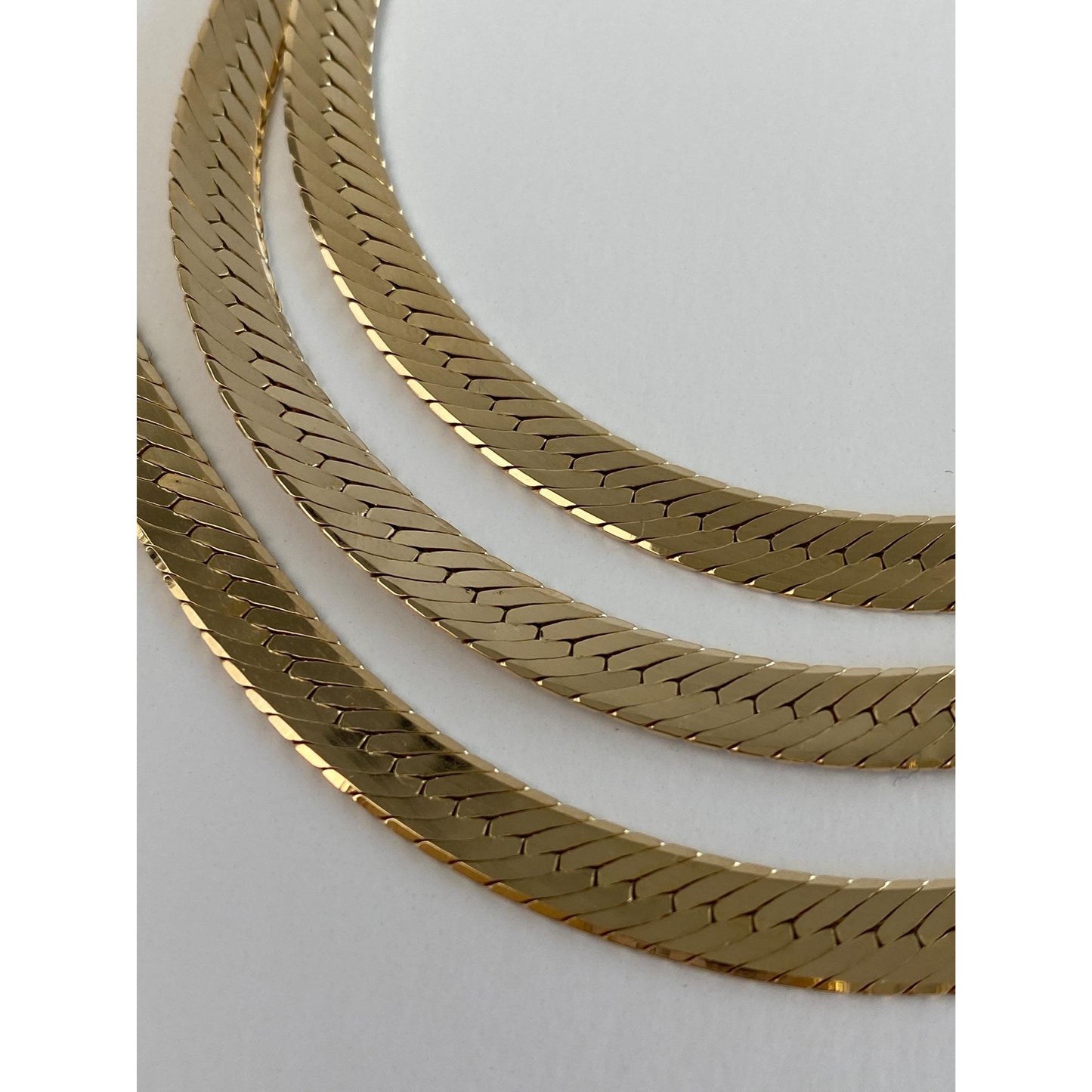 Vintage Solid 14k Yellow Gold Chunky Herringbone Chain Necklace - 24.25 inches