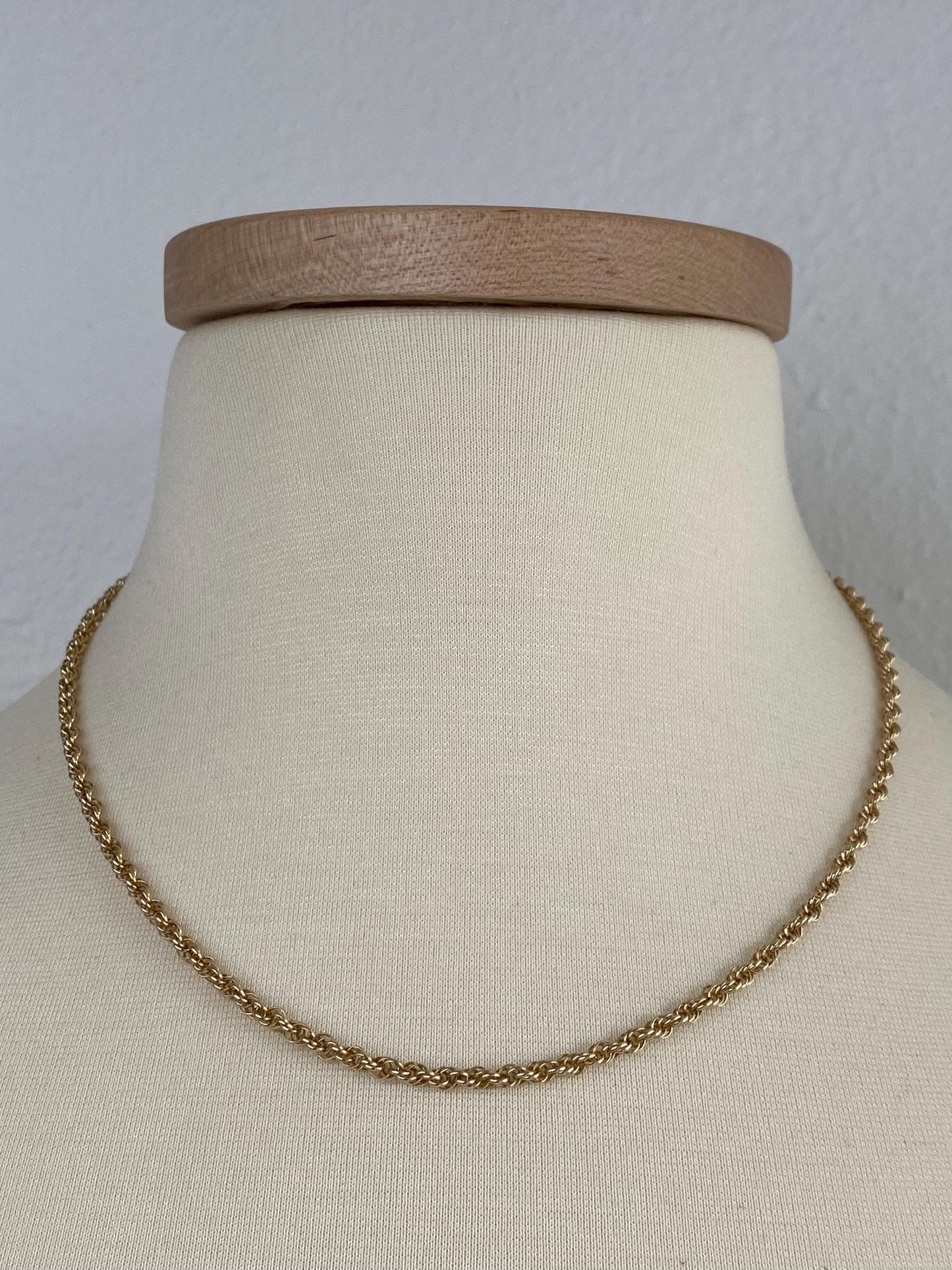 Vintage Solid 14k Yellow Gold Rope Chain Necklace - 18.5 inches