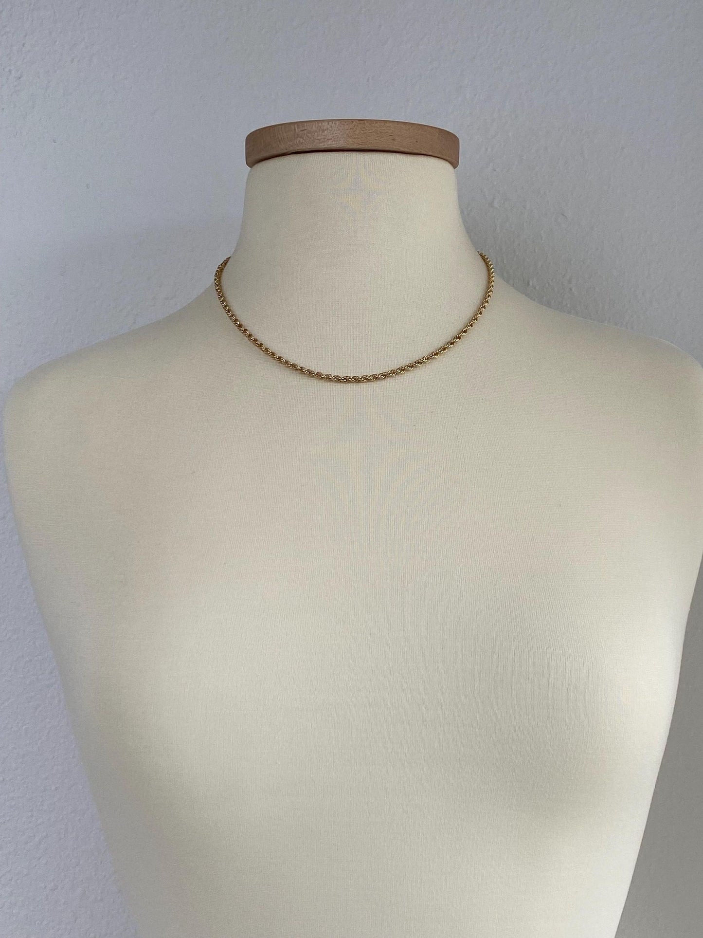 Vintage Solid 14k Yellow Gold Rope Chain Necklace - 18.5 inches
