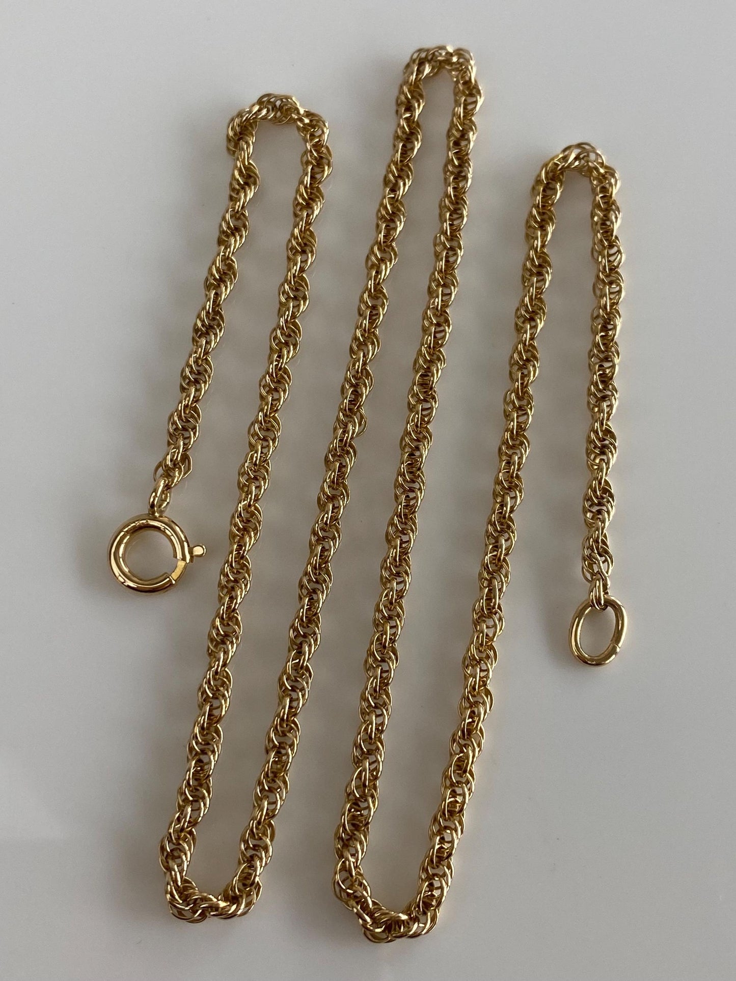 Vintage Solid 14k Yellow Gold Rope Chain Necklace - 18.5 inches