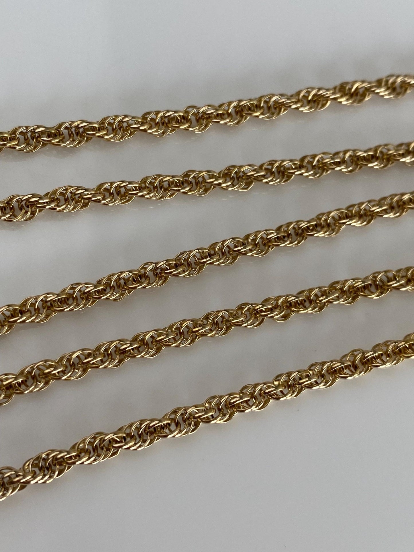 Vintage Solid 14k Yellow Gold Rope Chain Necklace - 18.5 inches