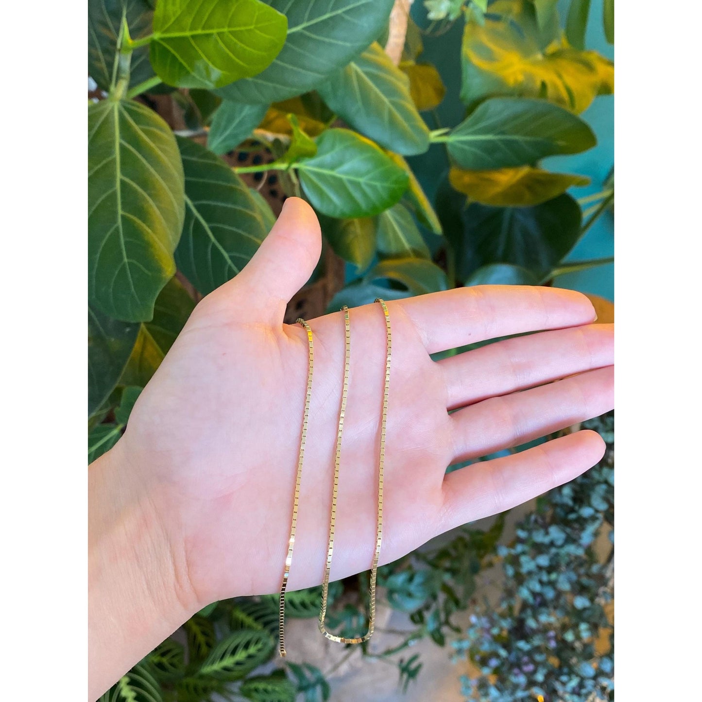 Vintage Solid 14k Yellow Gold Chunky Box Chain Necklace - 23.75 inches