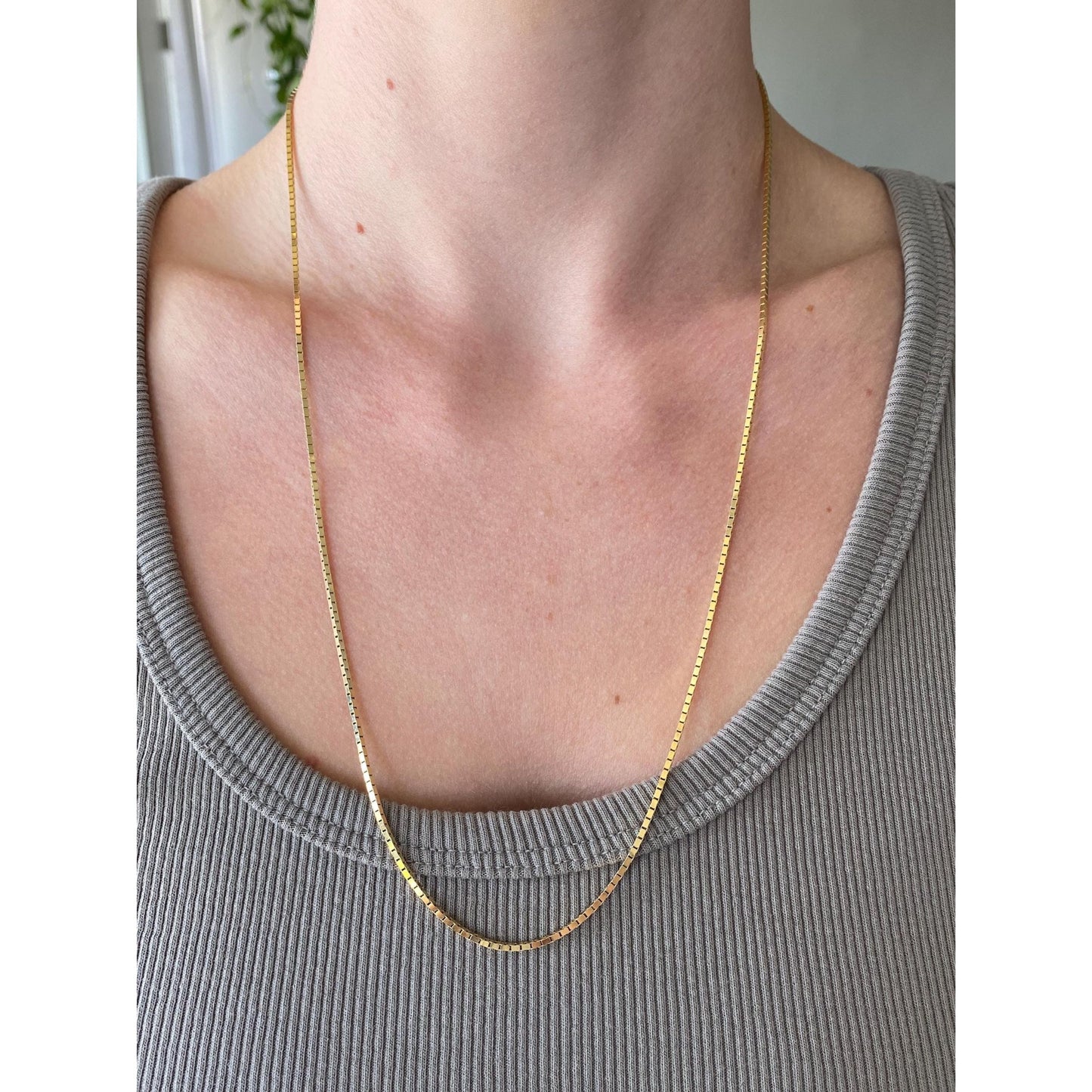 Vintage Solid 14k Yellow Gold Chunky Box Chain Necklace - 23.75 inches