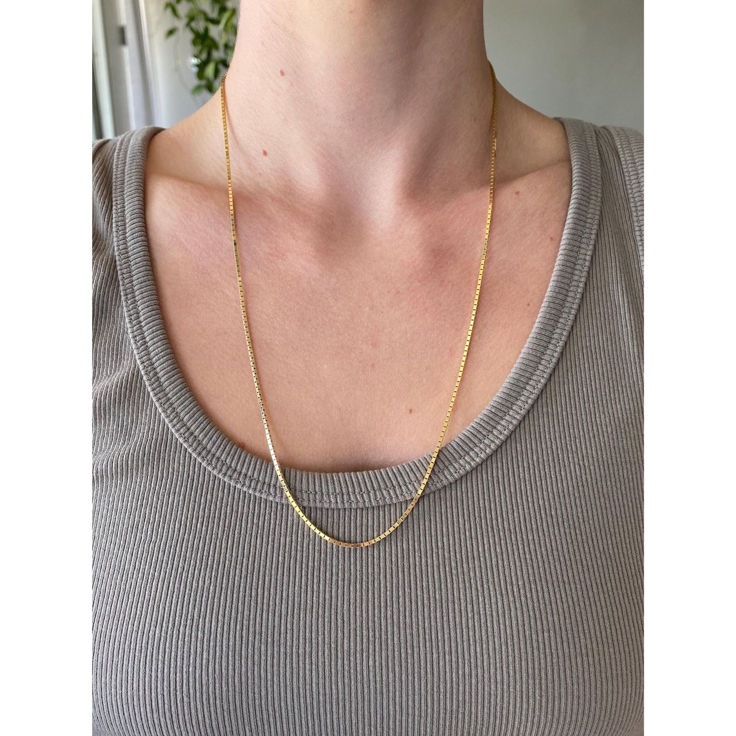 Vintage Solid 14k Yellow Gold Chunky Box Chain Necklace - 23.75 inches