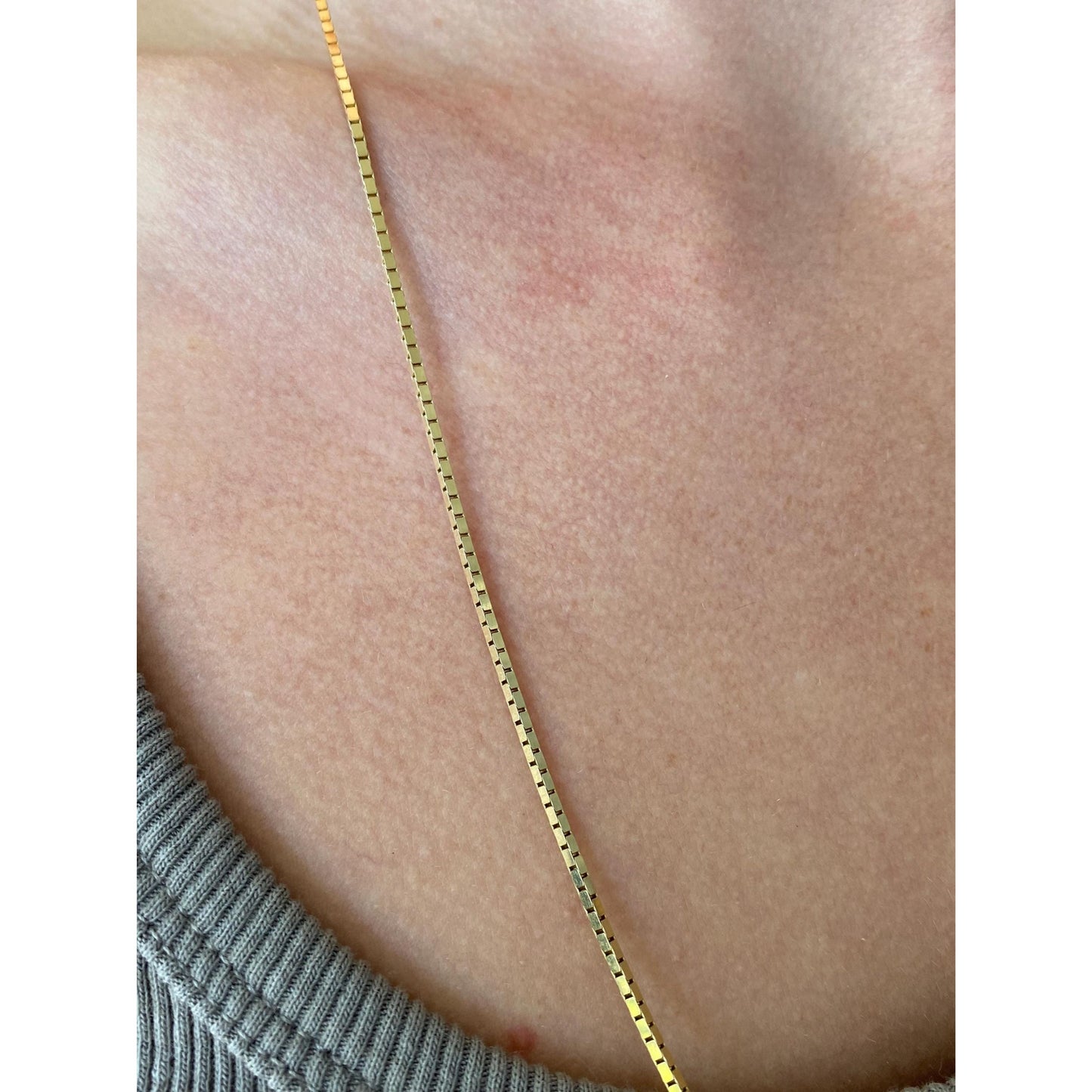 Vintage Solid 14k Yellow Gold Chunky Box Chain Necklace - 23.75 inches