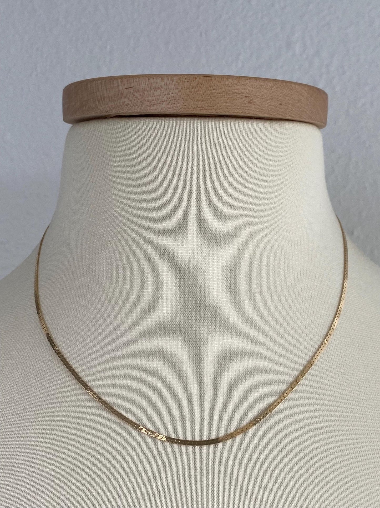 Vintage Solid 14k Yellow Gold Flat Chain Necklace - 18 inches