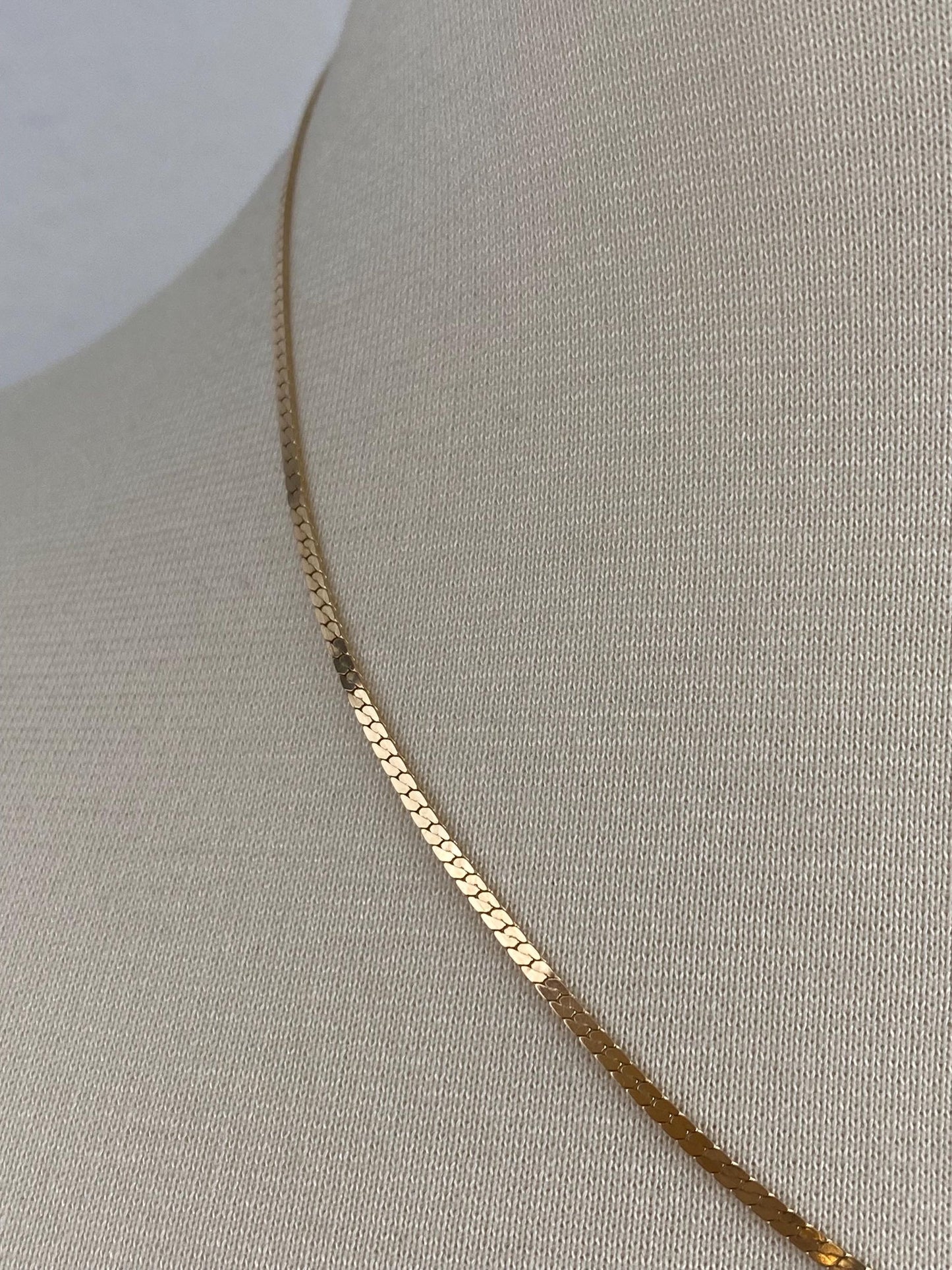 Vintage Solid 14k Yellow Gold Flat Chain Necklace - 18 inches