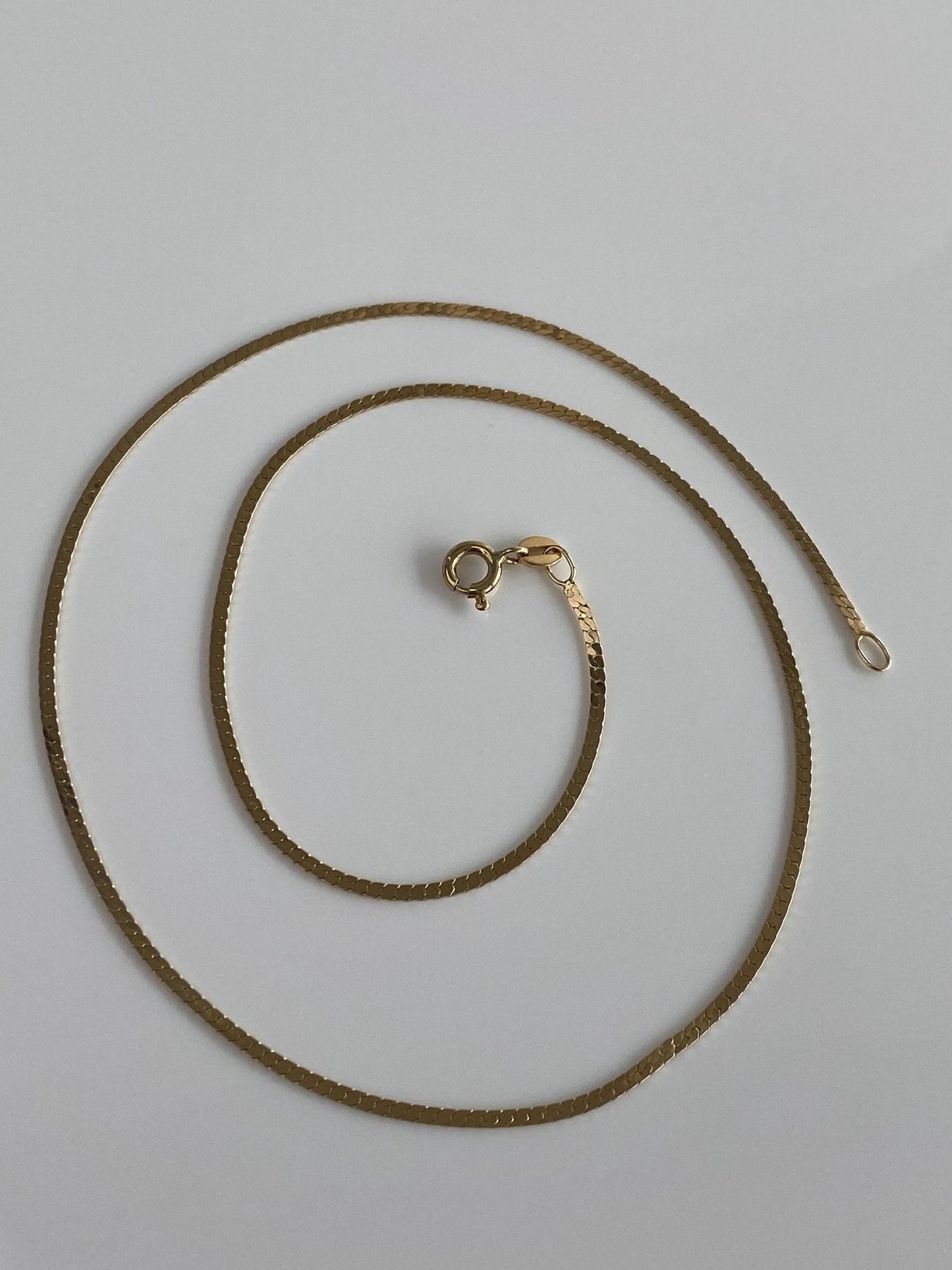 Vintage Solid 14k Yellow Gold Flat Chain Necklace - 18 inches