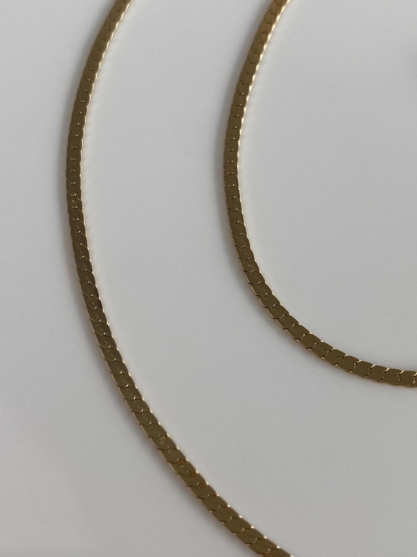 Vintage Solid 14k Yellow Gold Flat Chain Necklace - 18 inches