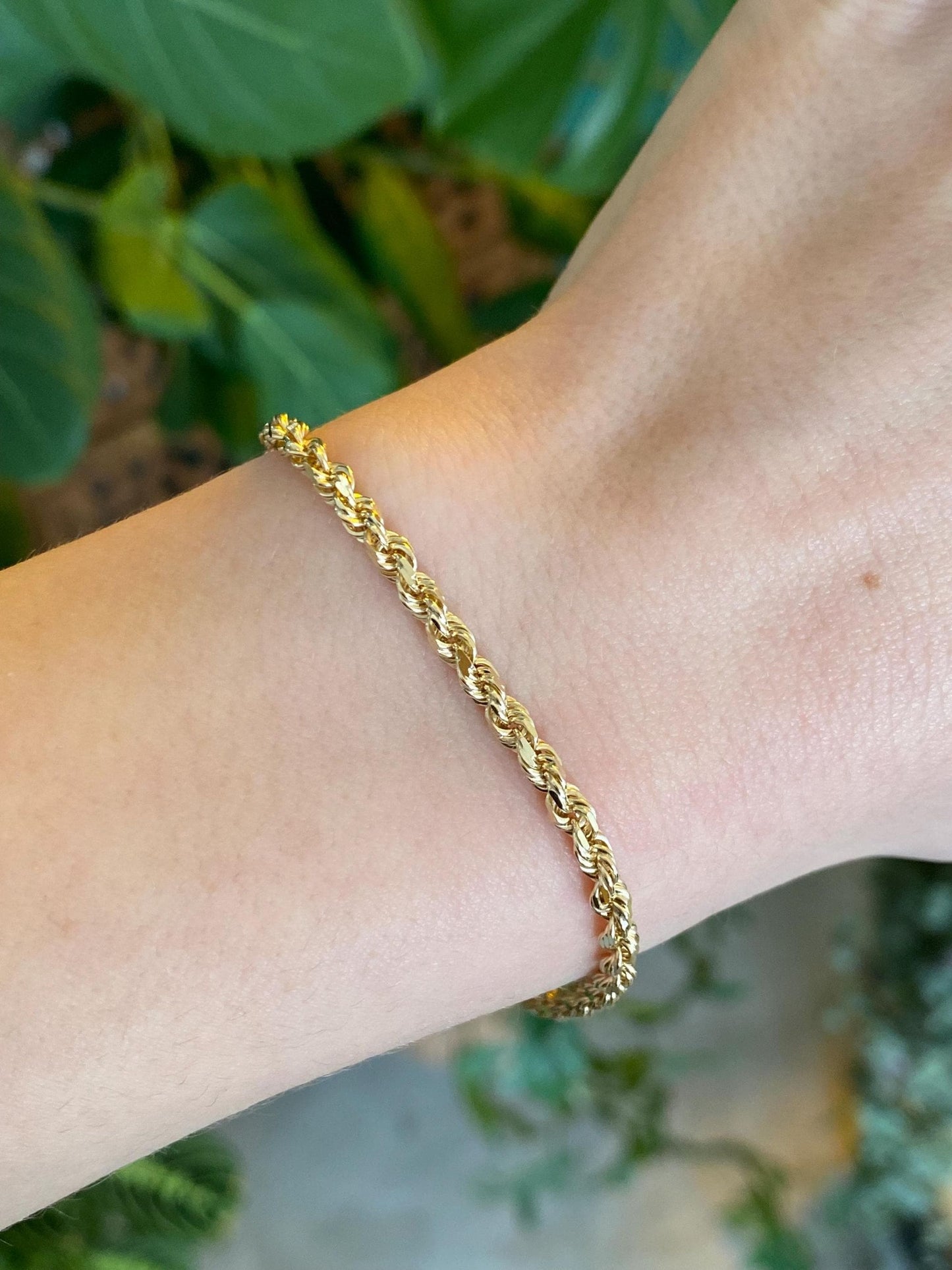 Vintage Solid 14k Yellow Gold Rope Chain Bracelet - 7 inches