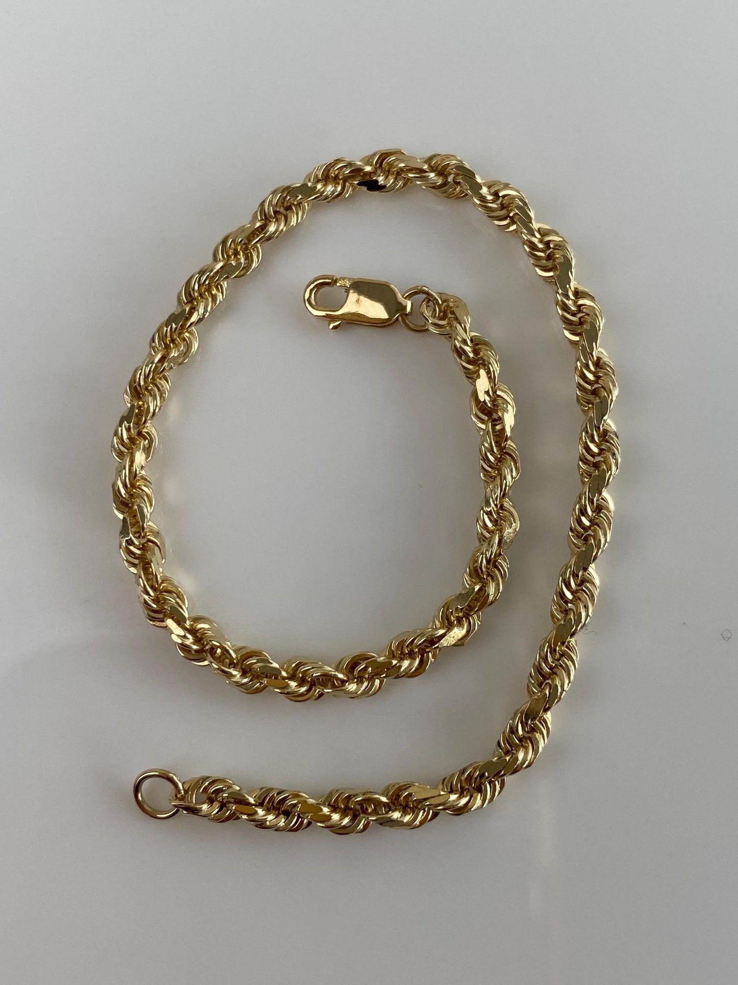 Vintage Solid 14k Yellow Gold Rope Chain Bracelet - 7 inches