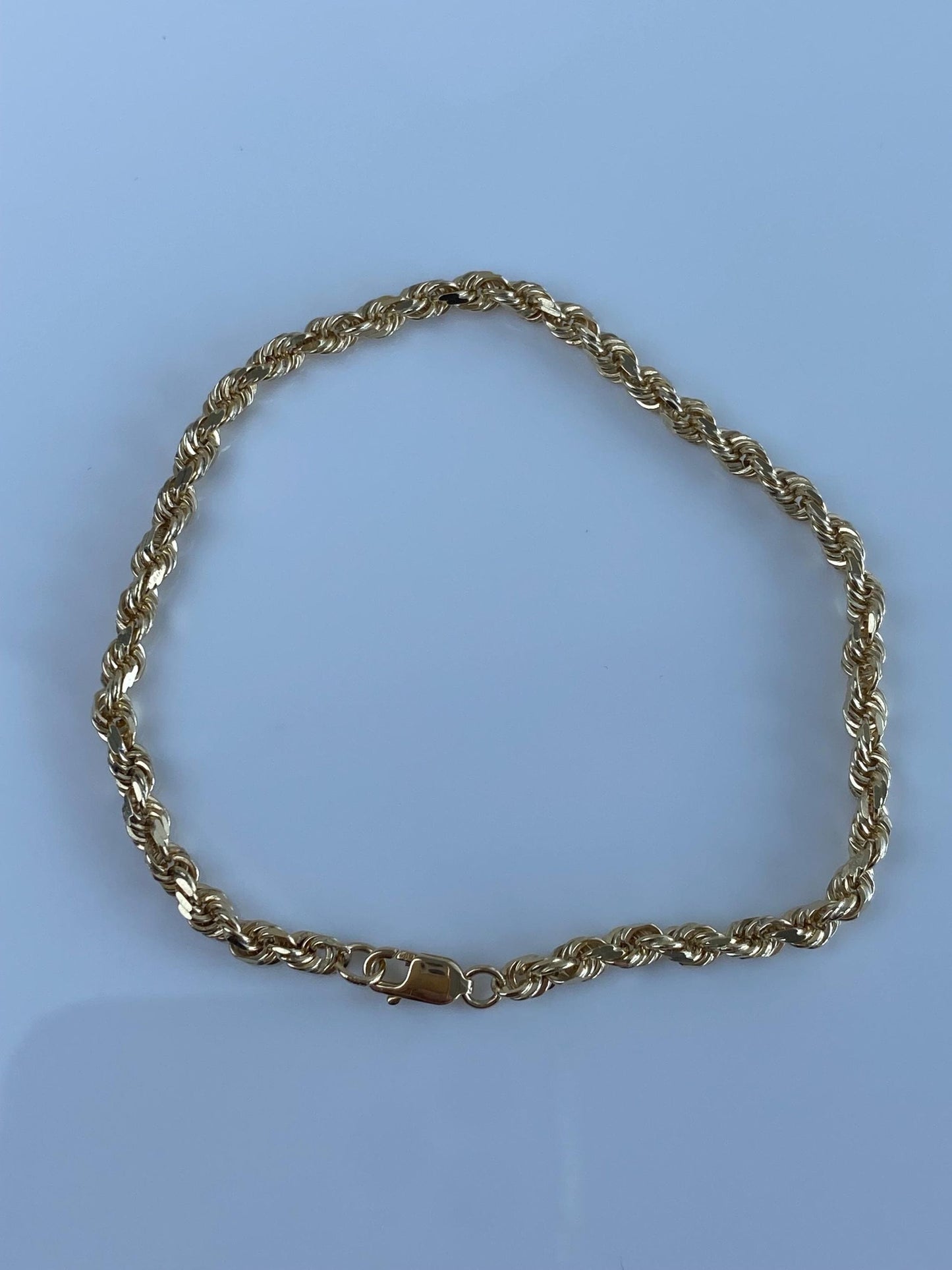 Vintage Solid 14k Yellow Gold Rope Chain Bracelet - 7 inches