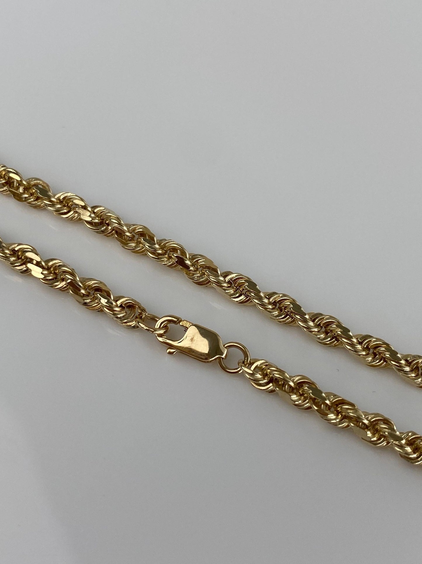 Vintage Solid 14k Yellow Gold Rope Chain Bracelet - 7 inches