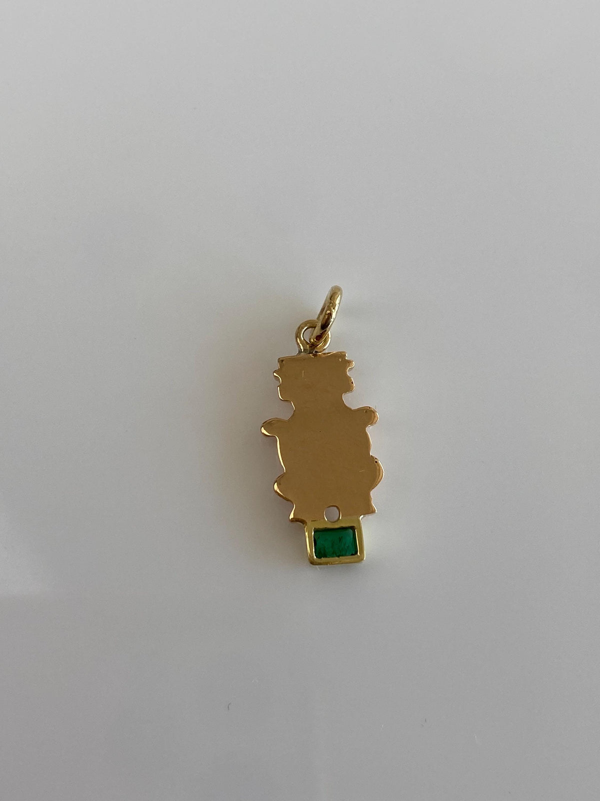 Vintage 18k Yellow Gold Emerald Inca Charm