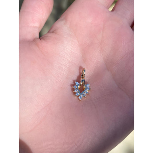 Vintage Solid 14k Yellow Gold Cubic Zirconia Charm