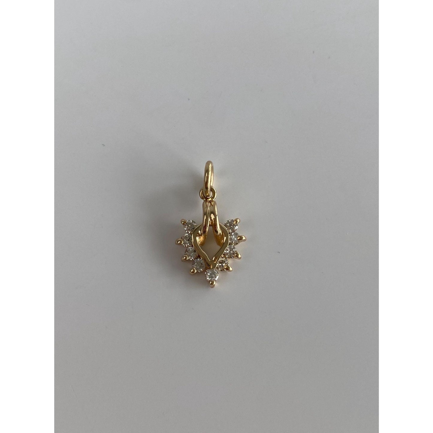 Vintage Solid 14k Yellow Gold Cubic Zirconia Charm