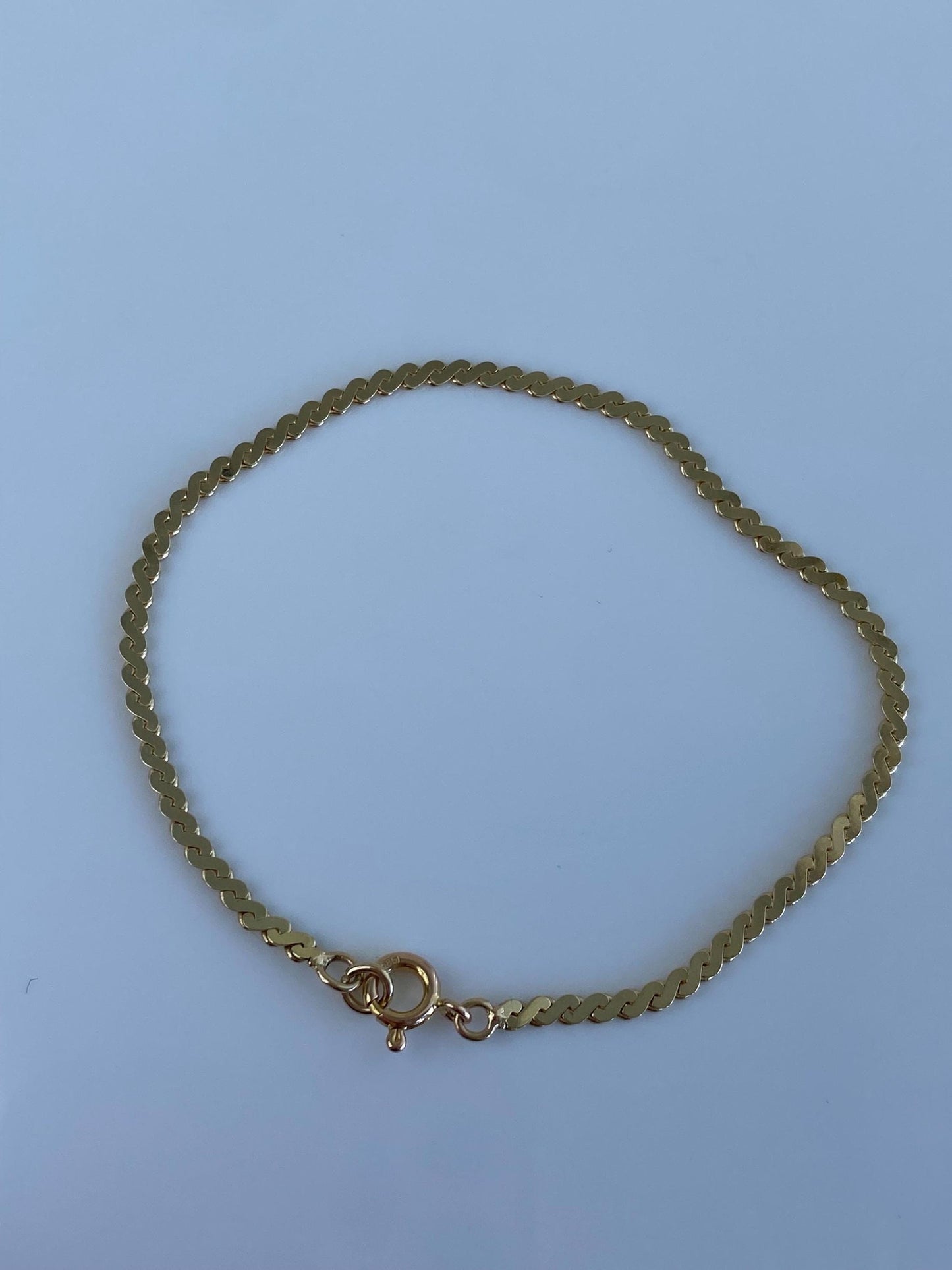 Vintage Solid 14k Yellow Gold Serpentine Chain Bracelet - 6.75 inches