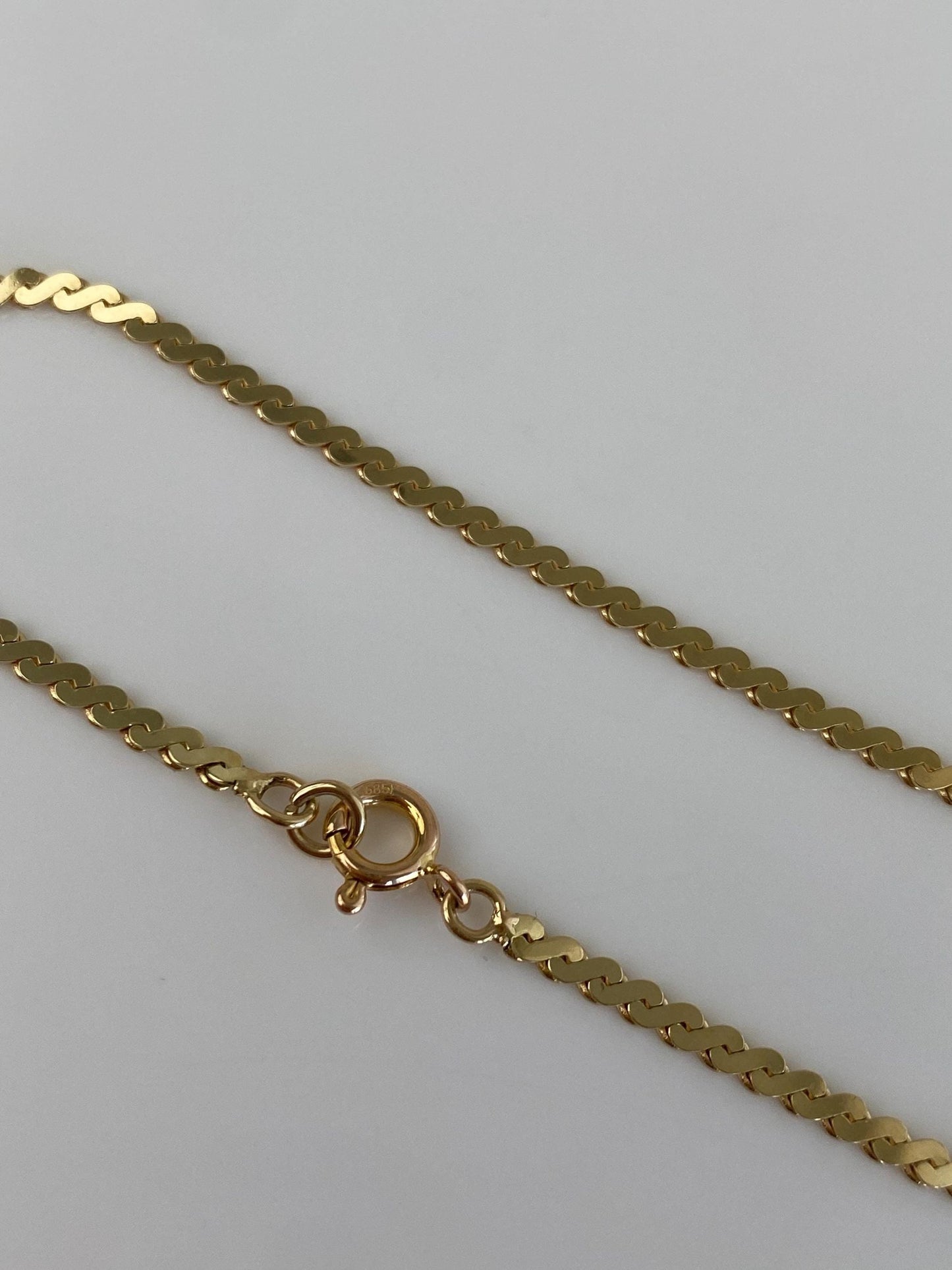 Vintage Solid 14k Yellow Gold Serpentine Chain Bracelet - 6.75 inches