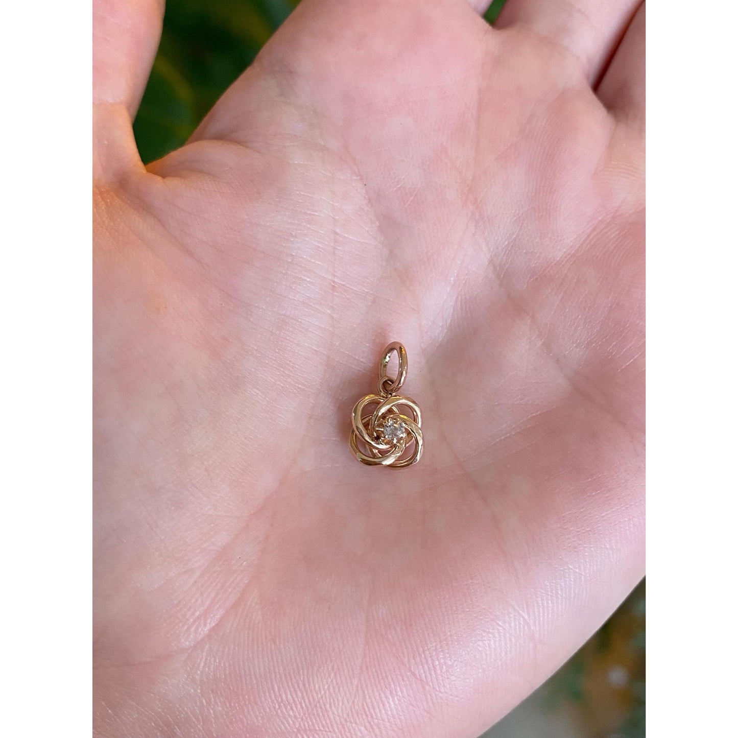 Vintage Solid 10k Rose Gold Diamond Knot Charm