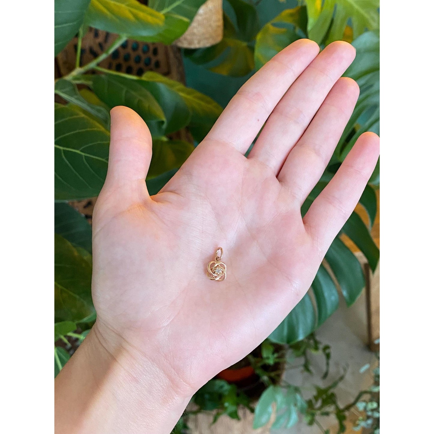 Vintage Solid 10k Rose Gold Diamond Knot Charm