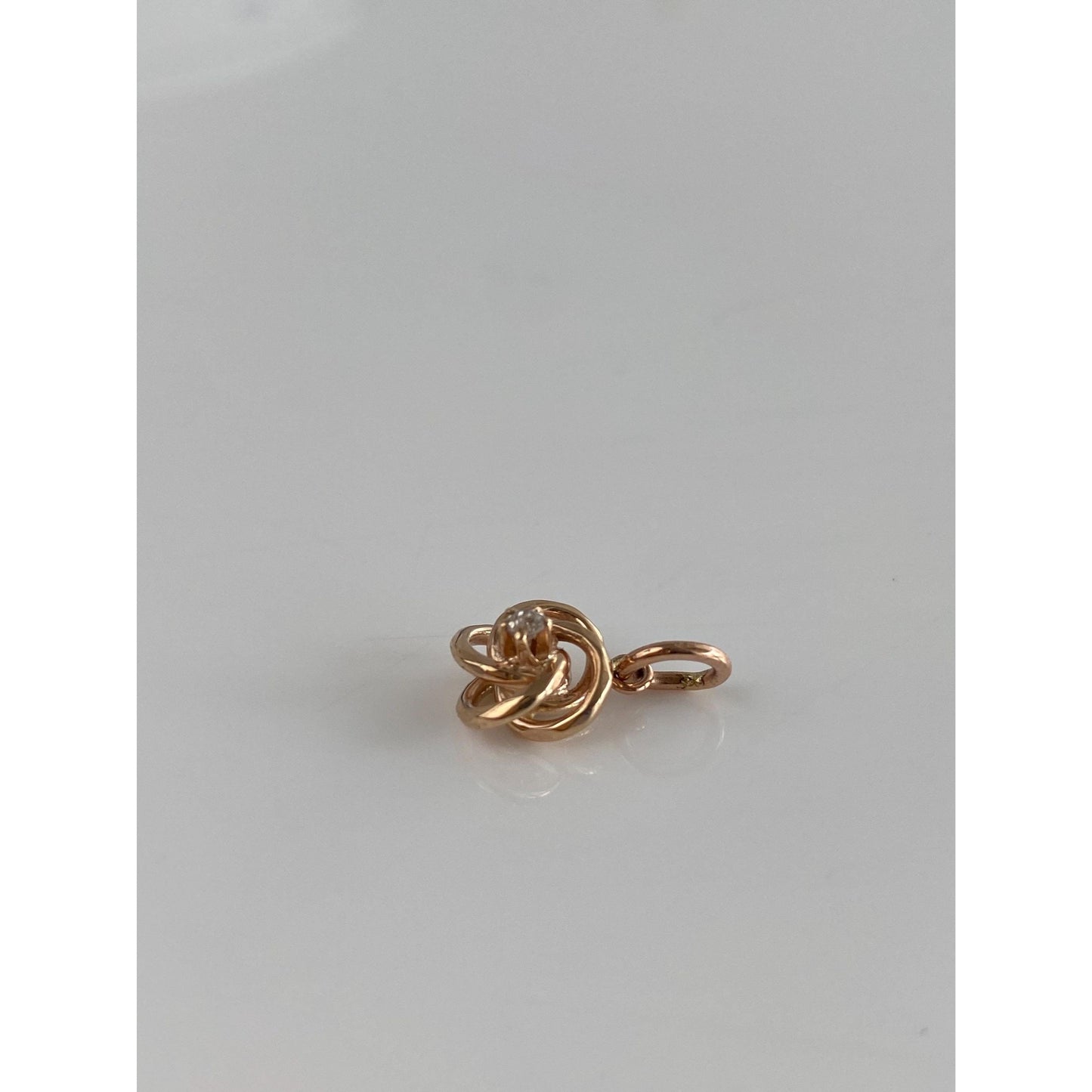 Vintage Solid 10k Rose Gold Diamond Knot Charm