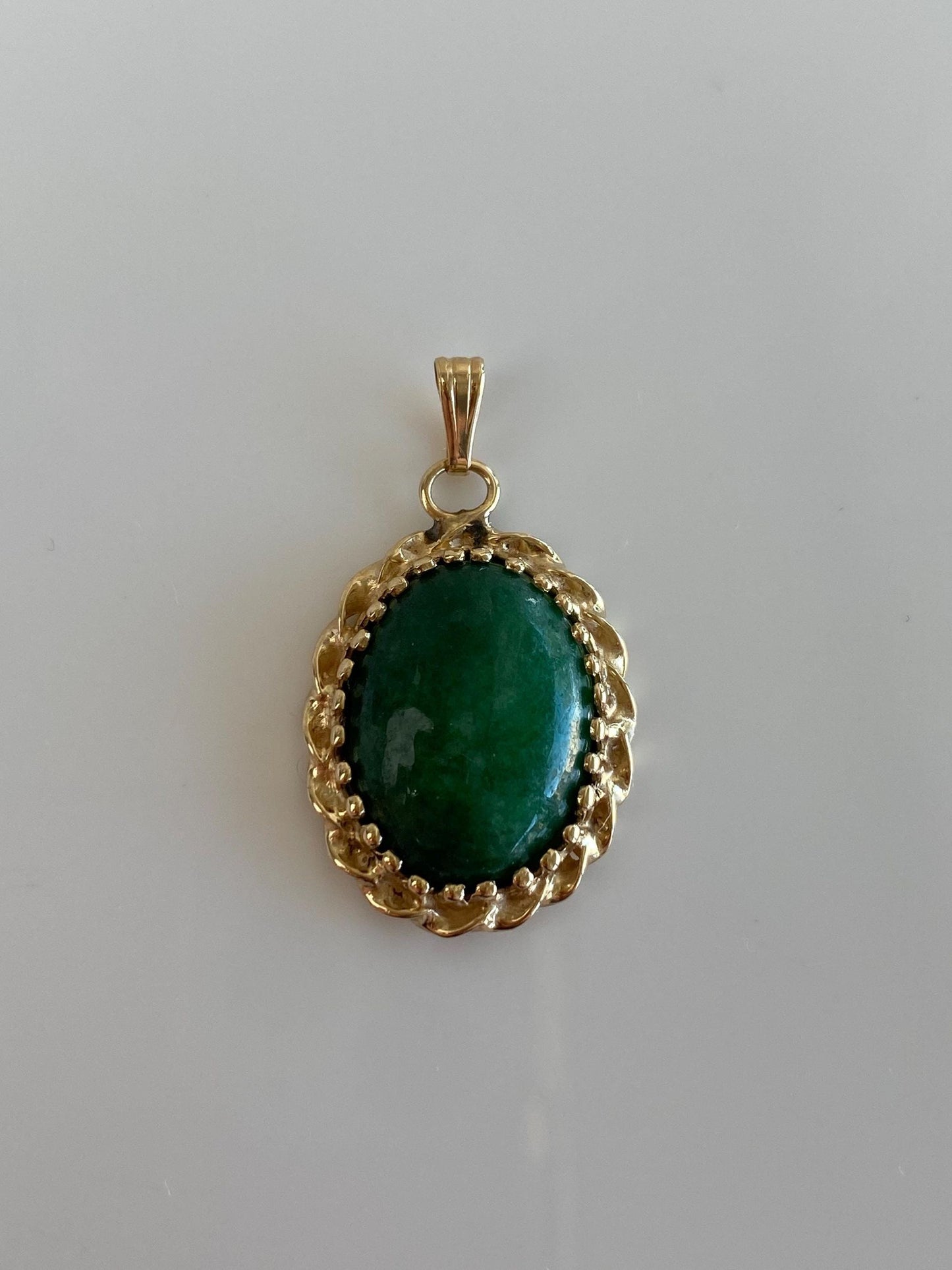 Vintage Solid 14k Yellow Gold Green Stone Charm