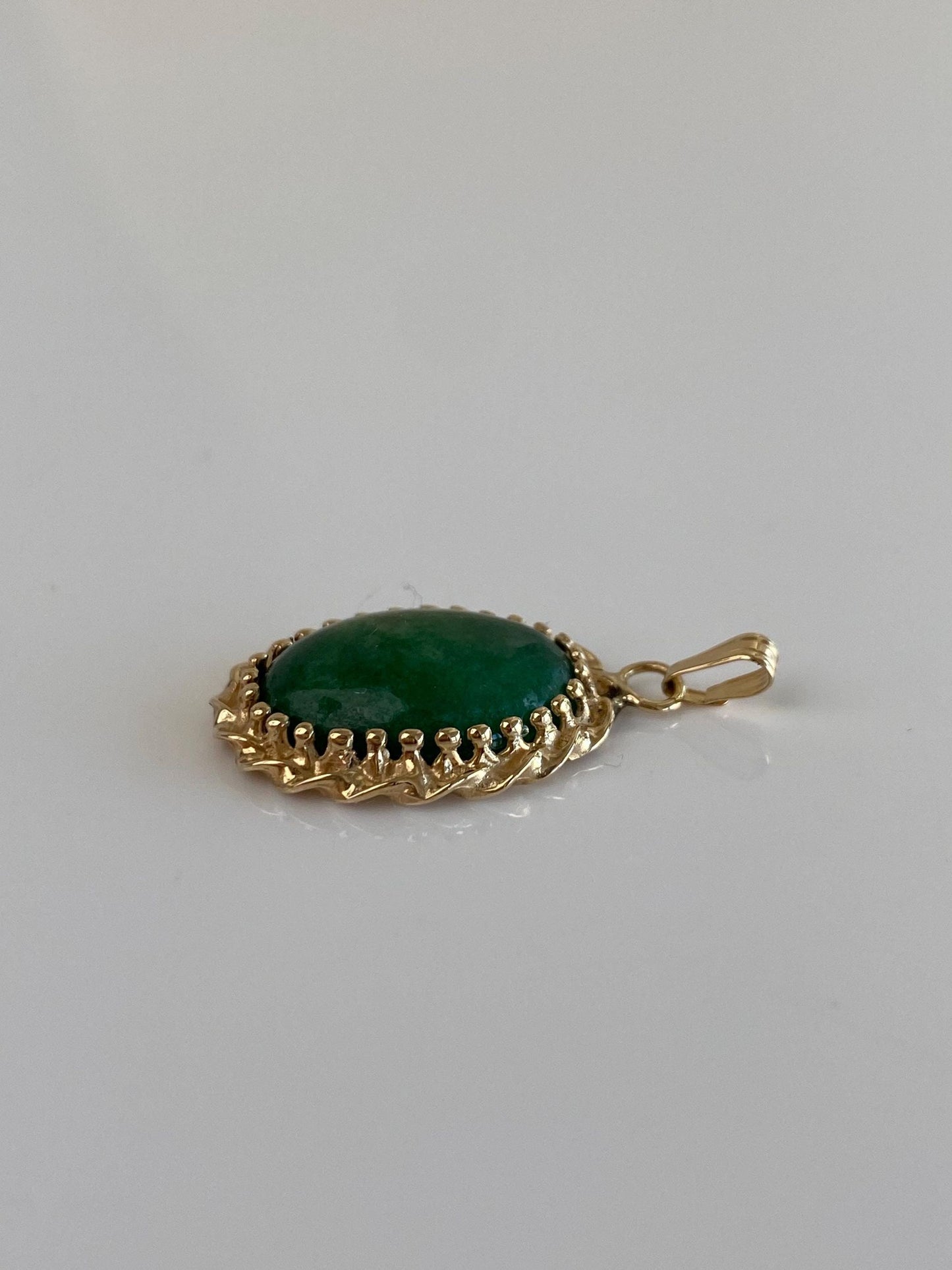 Vintage Solid 14k Yellow Gold Green Stone Charm