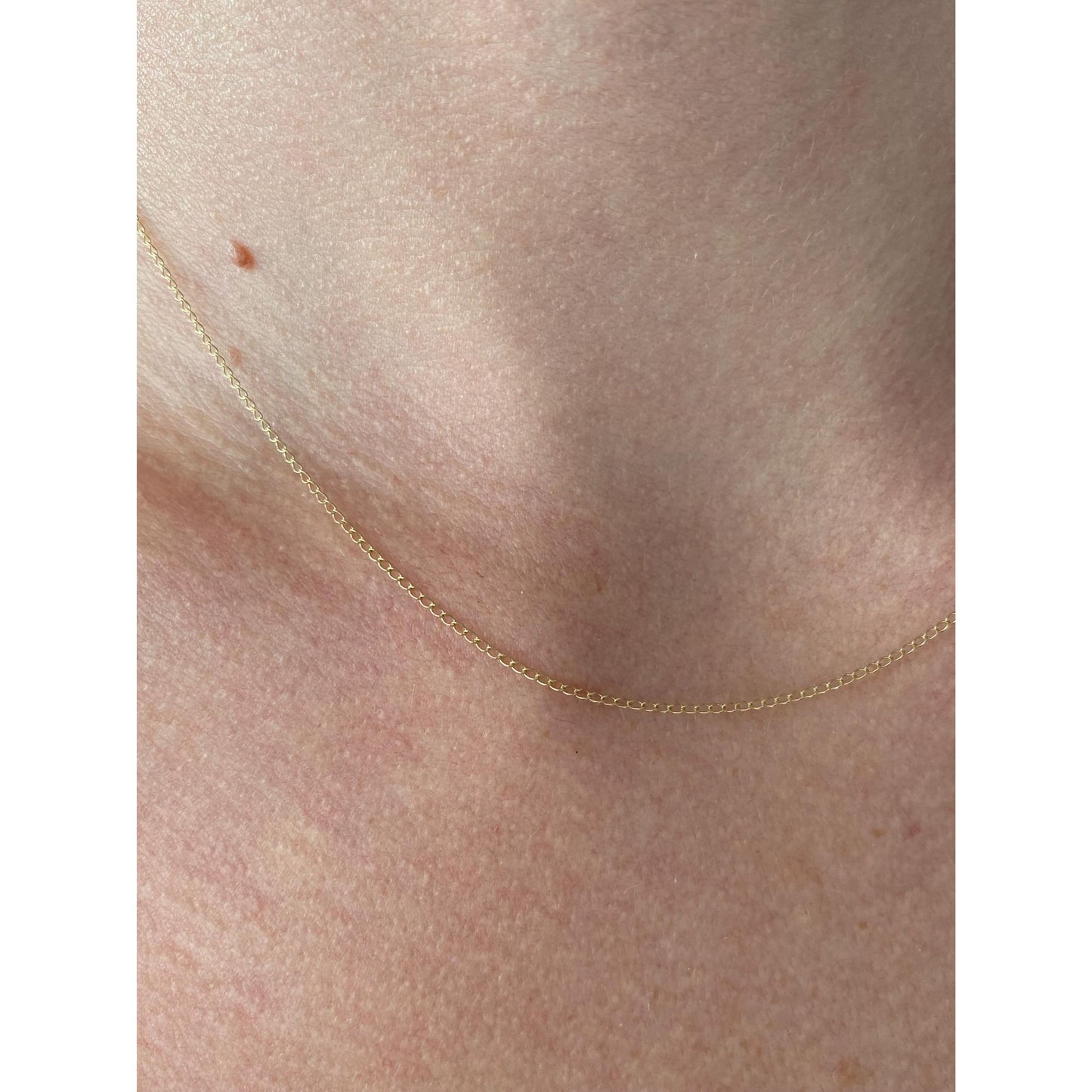 Vintage Solid 14k Yellow Gold Dainty Elongated Curb Chain Necklace - 16.25 inches