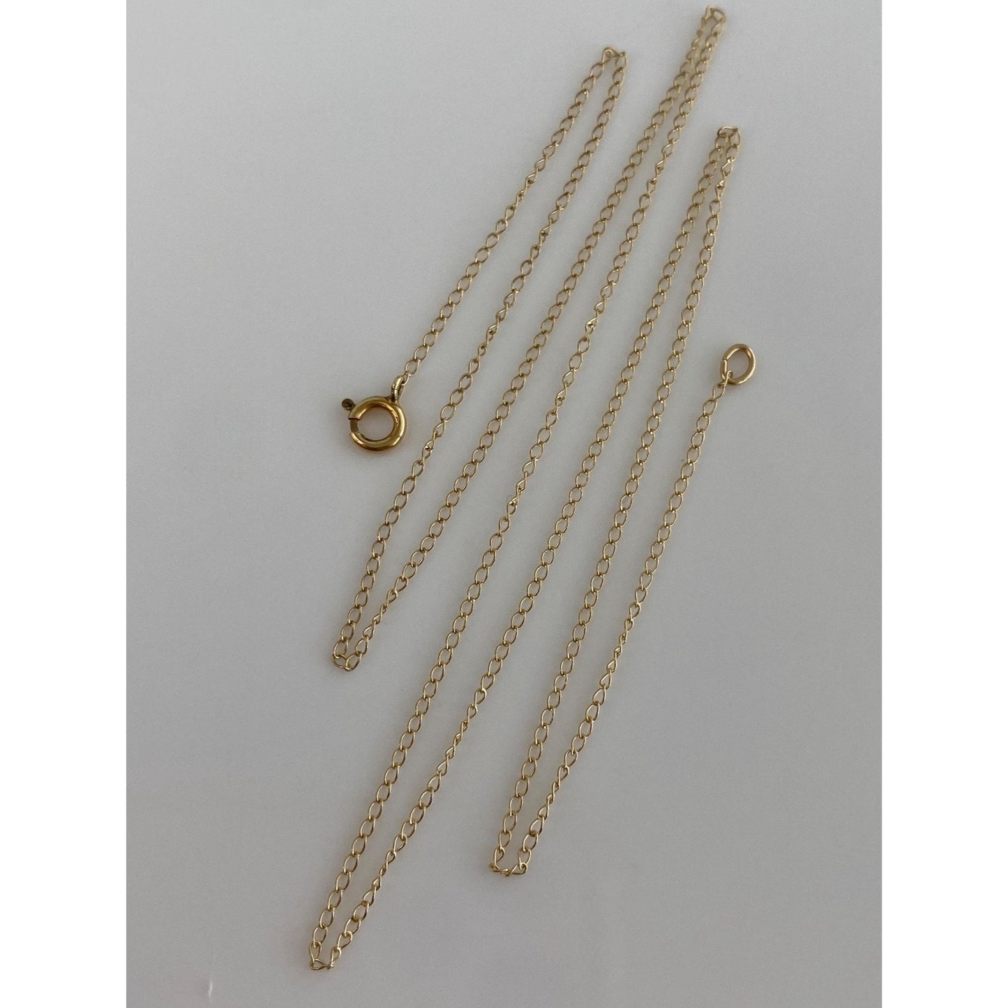 Vintage Solid 14k Yellow Gold Dainty Elongated Curb Chain Necklace - 16.25 inches