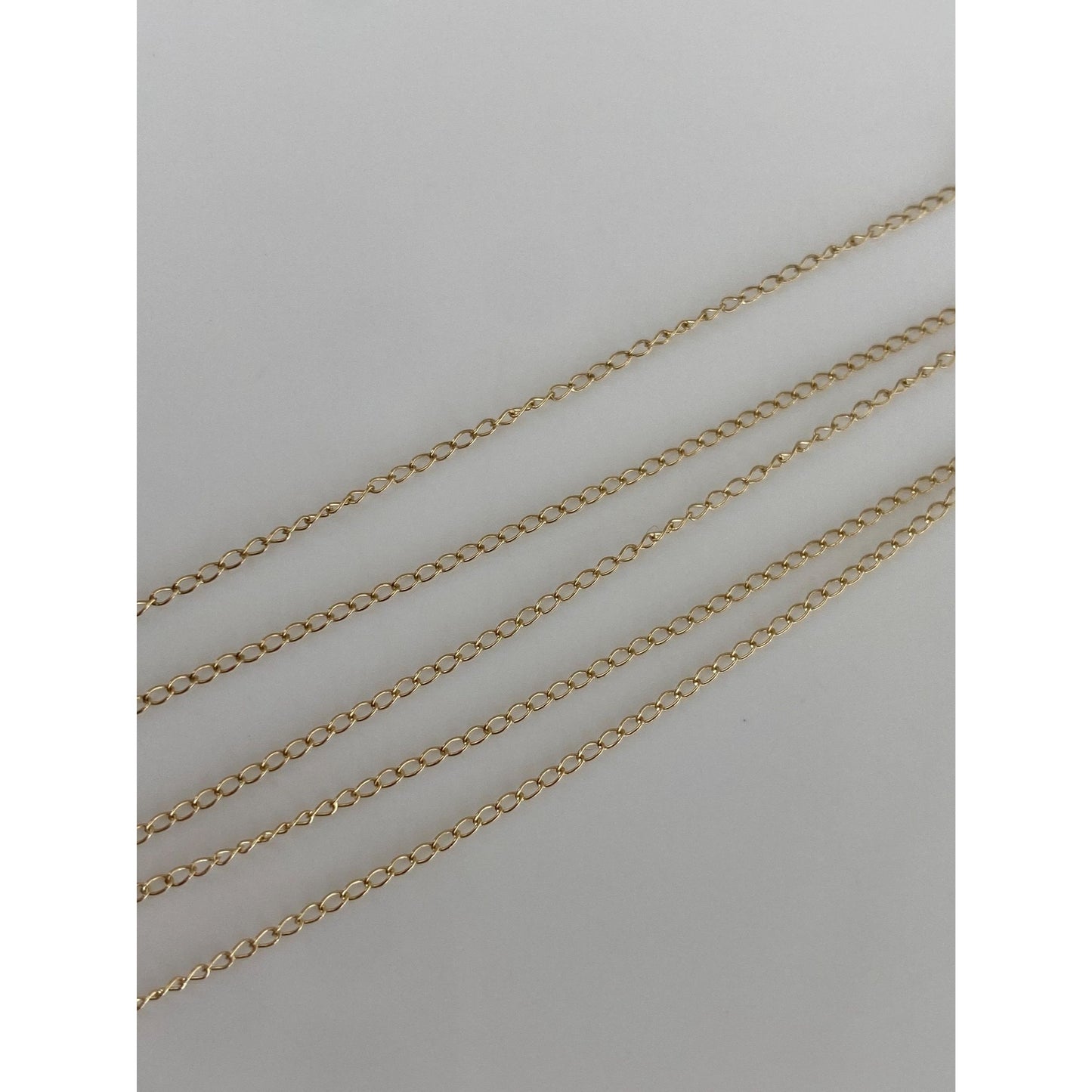 Vintage Solid 14k Yellow Gold Dainty Elongated Curb Chain Necklace - 16.25 inches