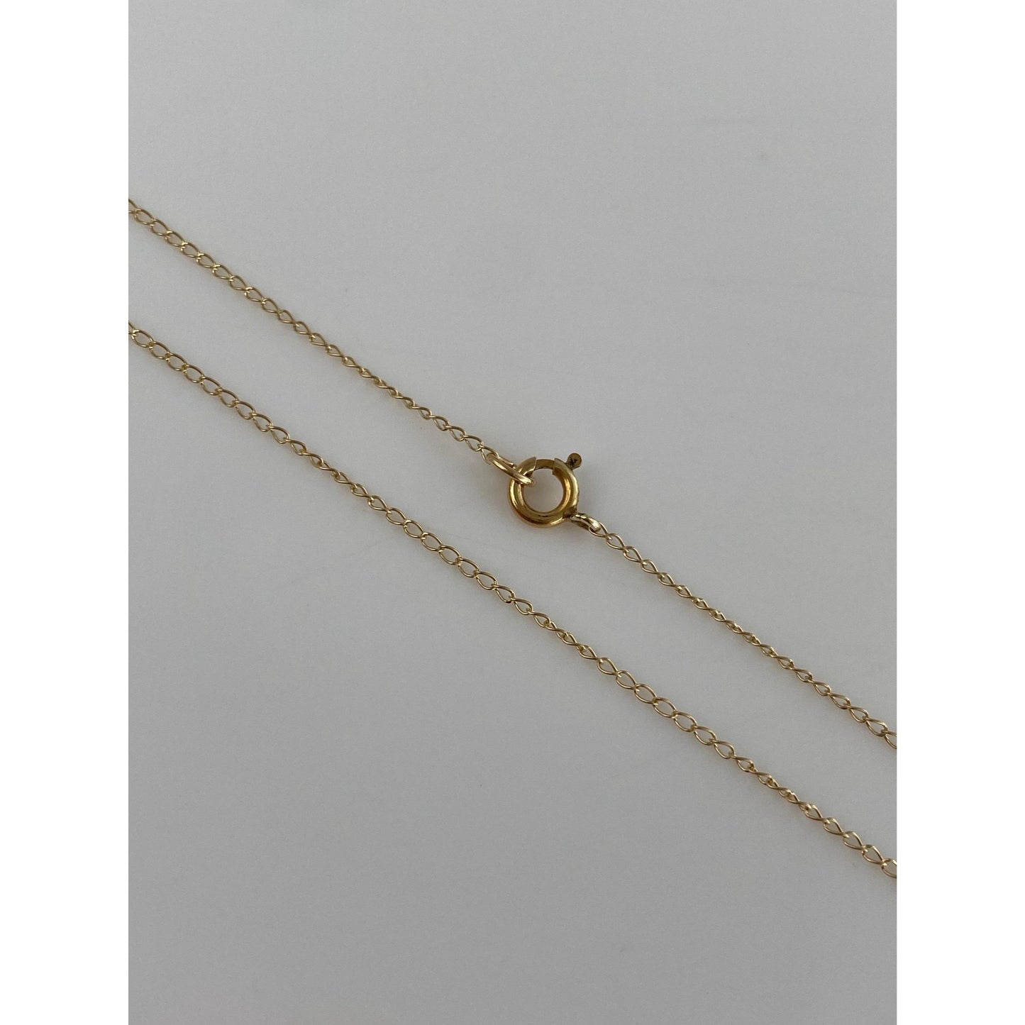 Vintage Solid 14k Yellow Gold Dainty Elongated Curb Chain Necklace - 16.25 inches