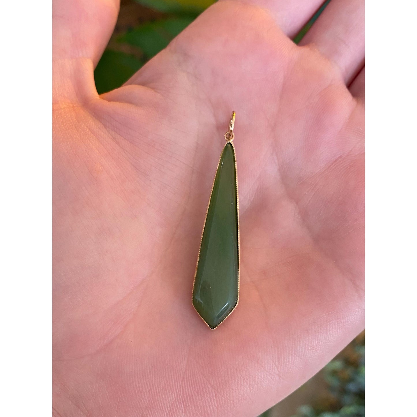 Vintage Solid 10k Yellow Gold Nephrite Charm