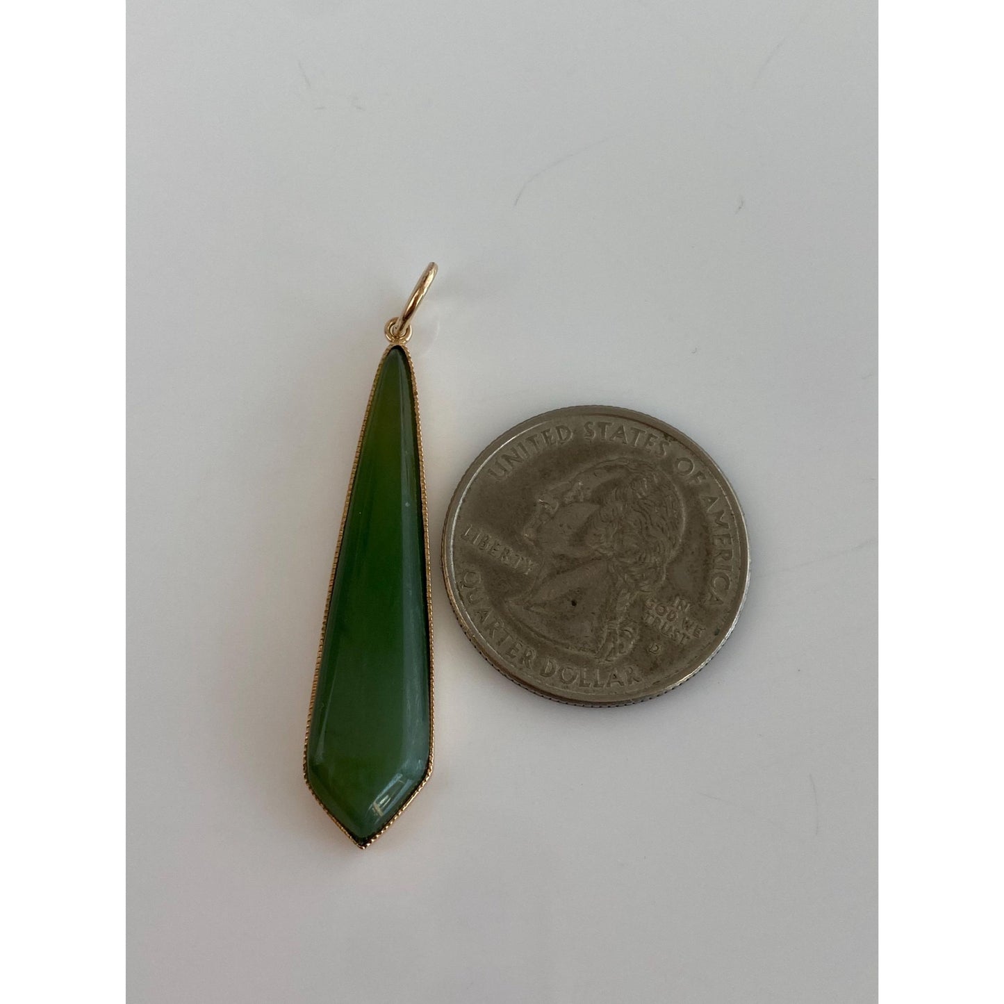 Vintage Solid 10k Yellow Gold Nephrite Charm