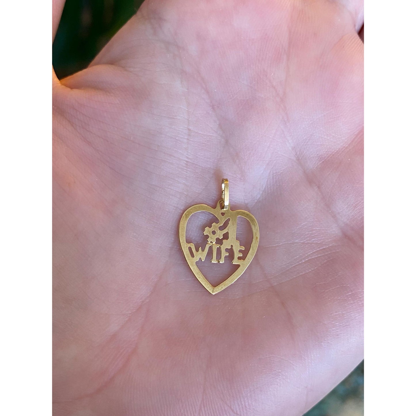 Vintage Solid 14k Yellow Gold #1 Wife Heart Charm