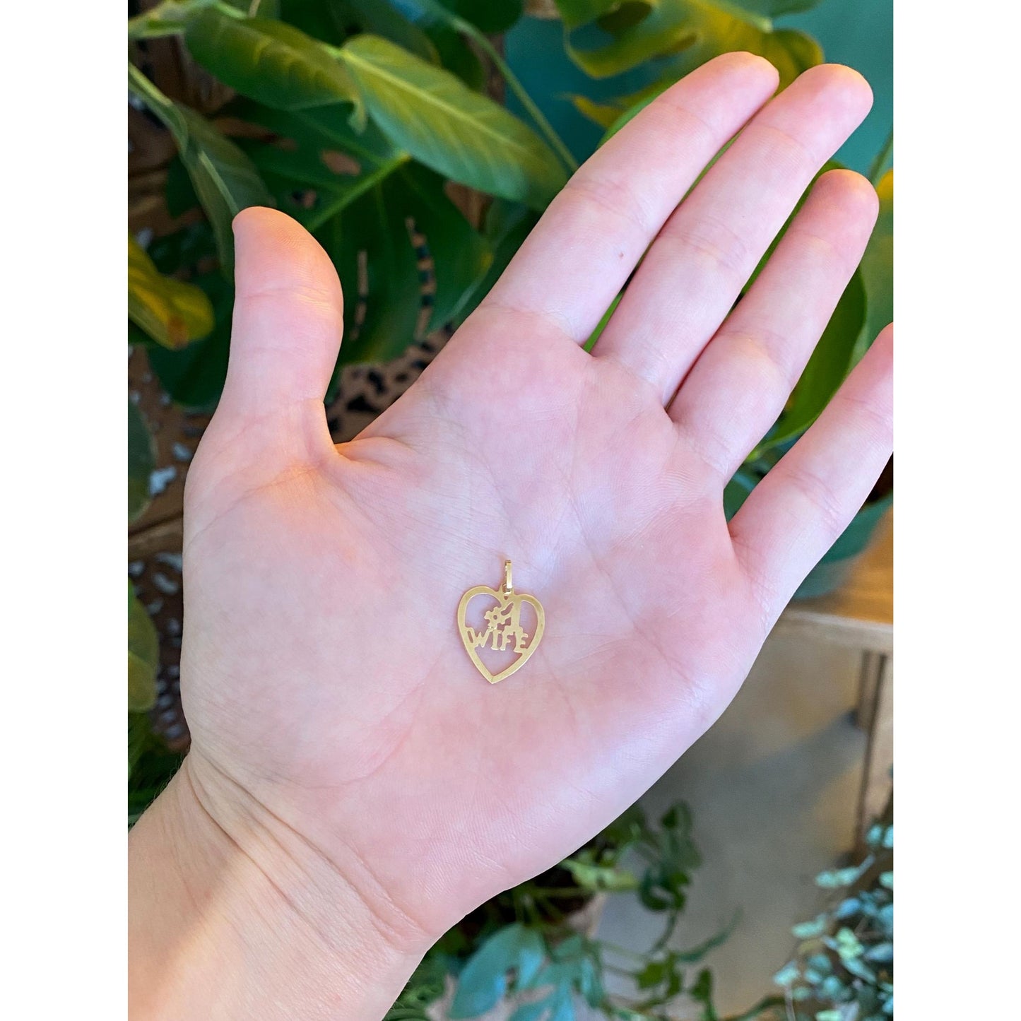 Vintage Solid 14k Yellow Gold #1 Wife Heart Charm