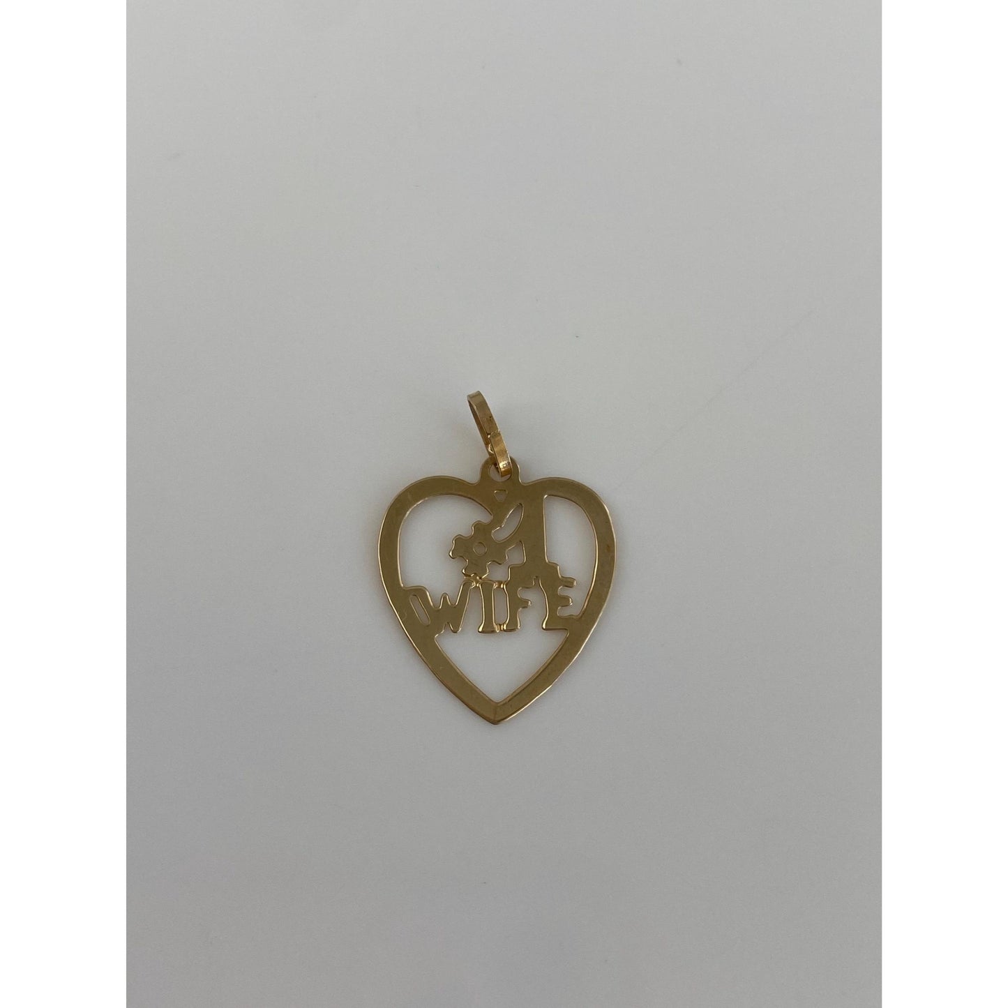 Vintage Solid 14k Yellow Gold #1 Wife Heart Charm
