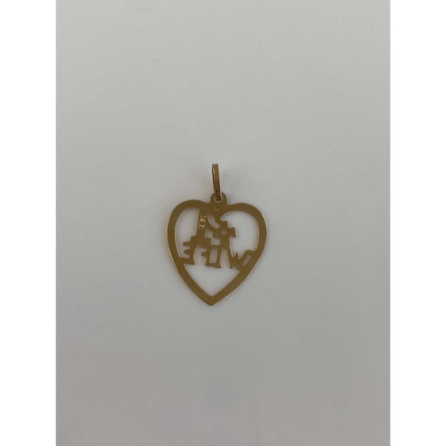 Vintage Solid 14k Yellow Gold #1 Wife Heart Charm