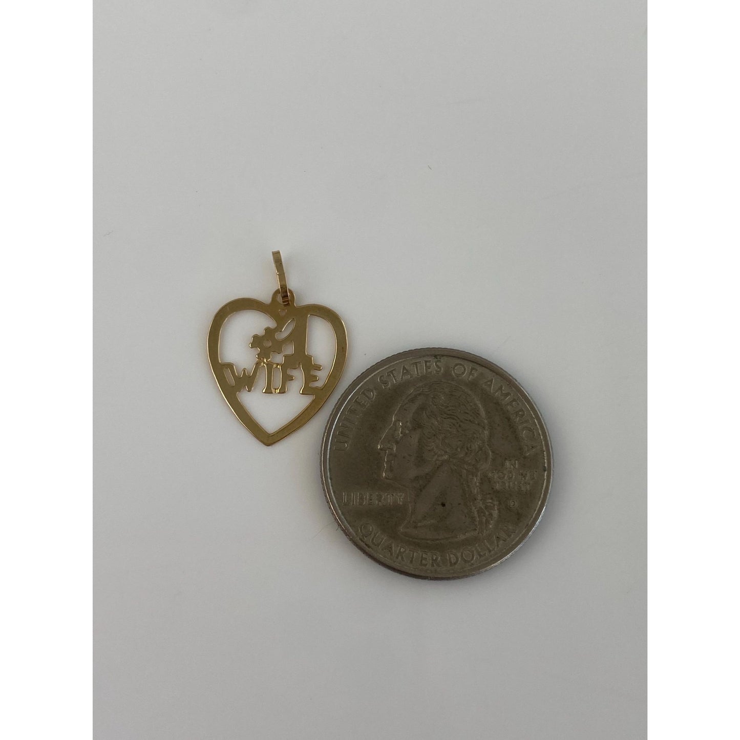 Vintage Solid 14k Yellow Gold #1 Wife Heart Charm
