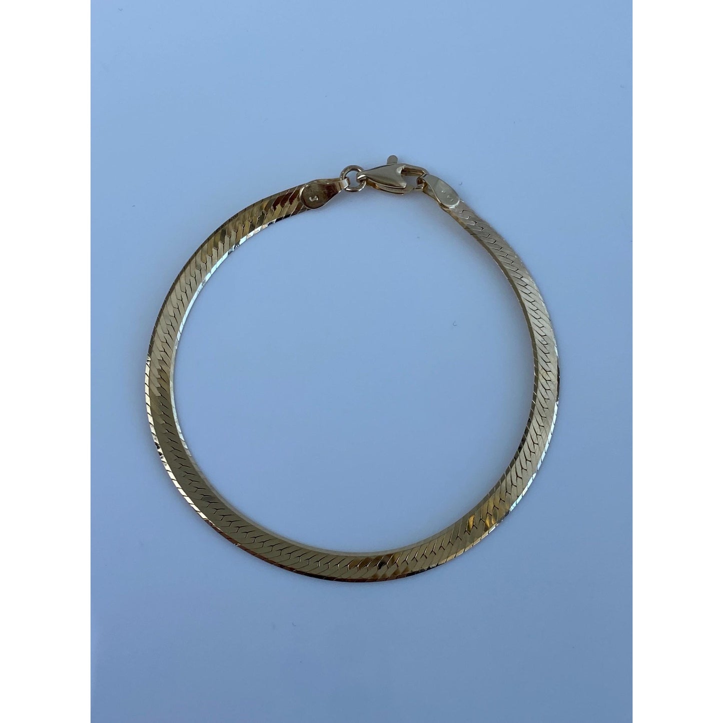 Vintage Solid 14k Yellow Gold Herringbone Chain Bracelet - 7 inches