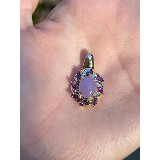 Vintage Solid 14k Yellow Gold Amethyst Halo Charm