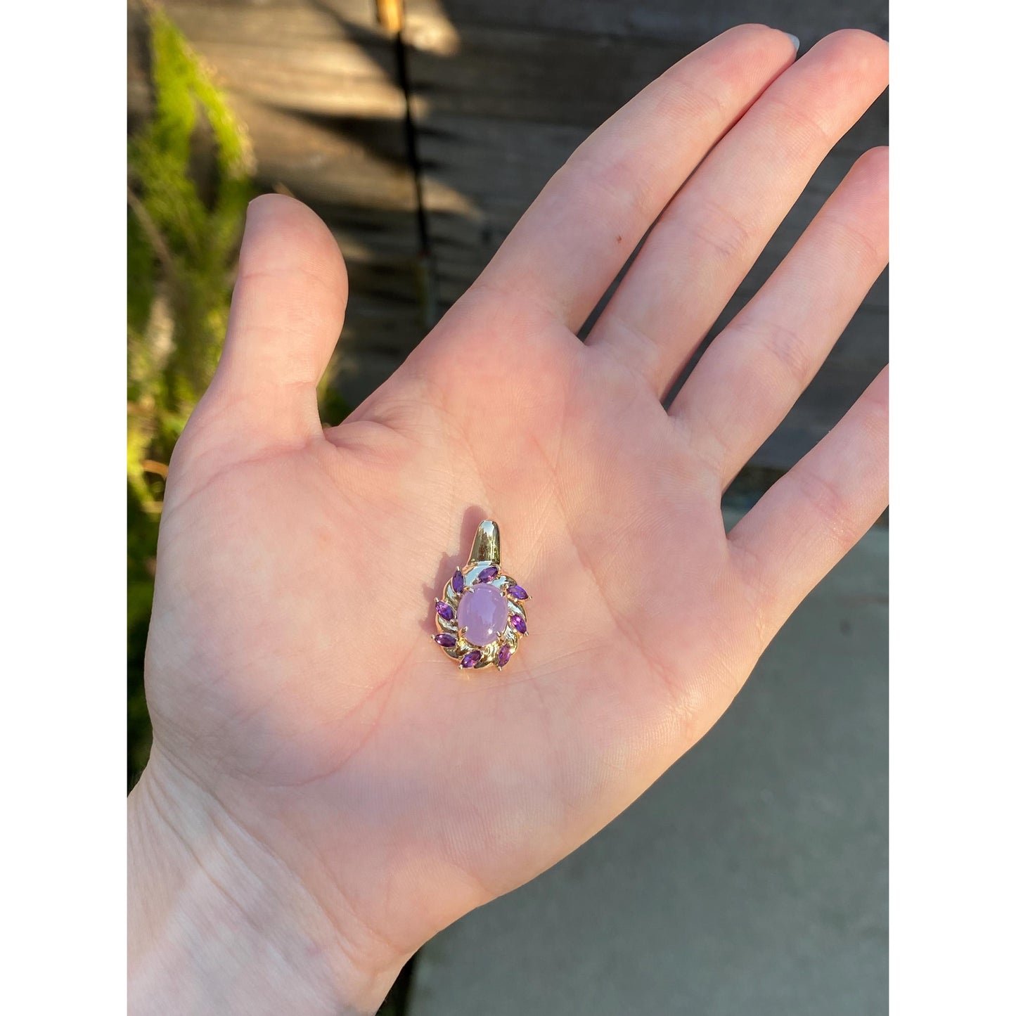 Vintage Solid 14k Yellow Gold Amethyst Halo Charm