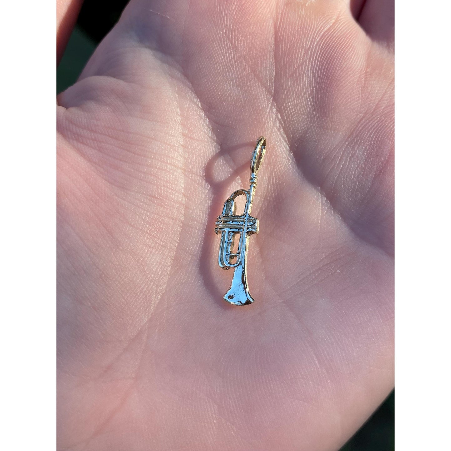 Vintage Solid 14k Yellow Gold Trumpet Charm