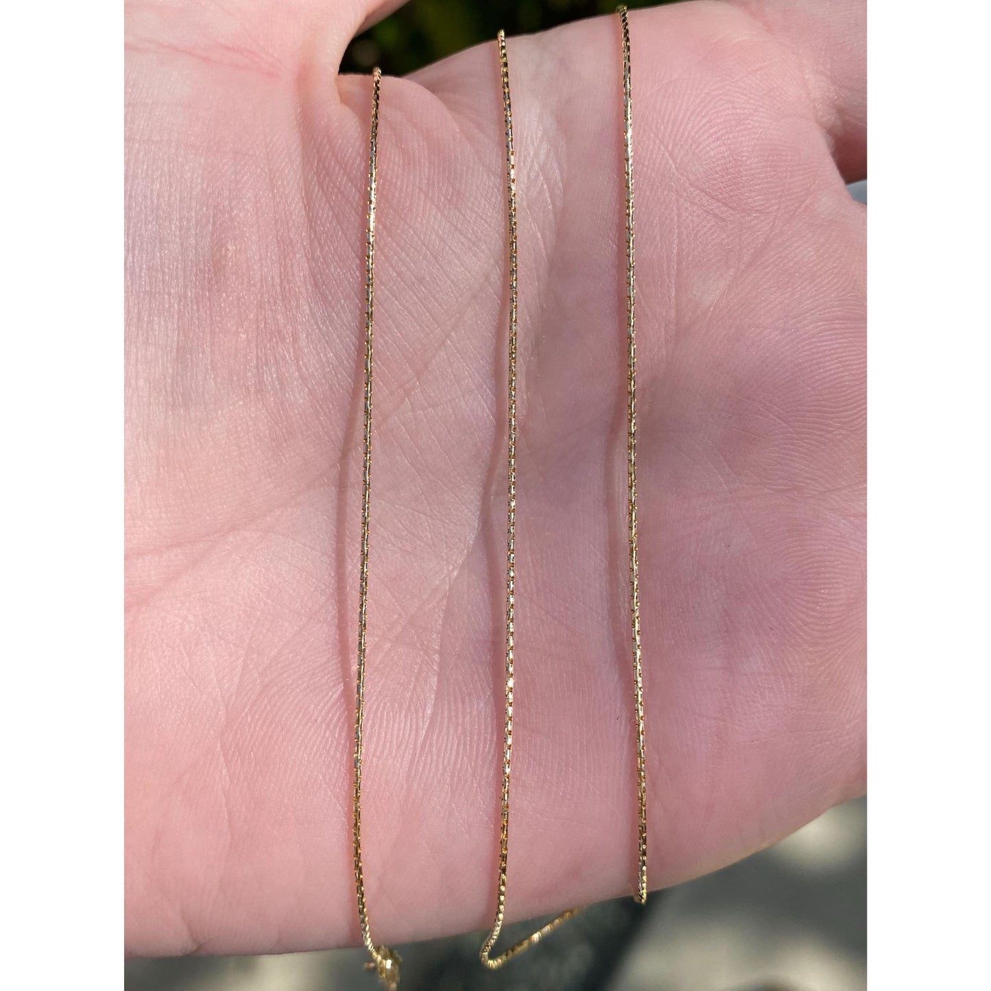 Vintage Solid 14k Yellow Gold Dainty Box Chain Necklace - 18.25 inches