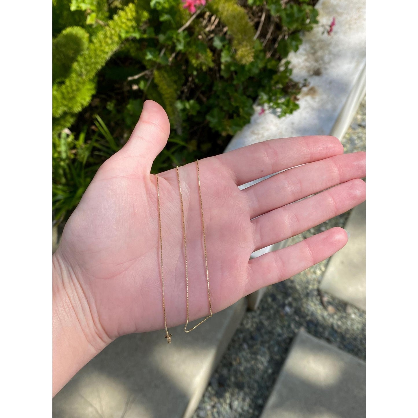 Vintage Solid 14k Yellow Gold Dainty Box Chain Necklace - 18.25 inches