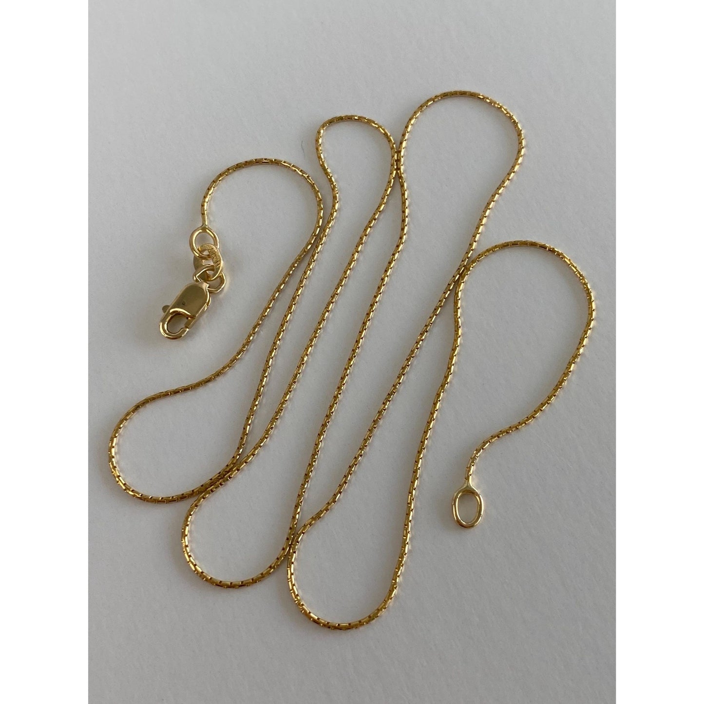Vintage Solid 14k Yellow Gold Dainty Box Chain Necklace - 18.25 inches