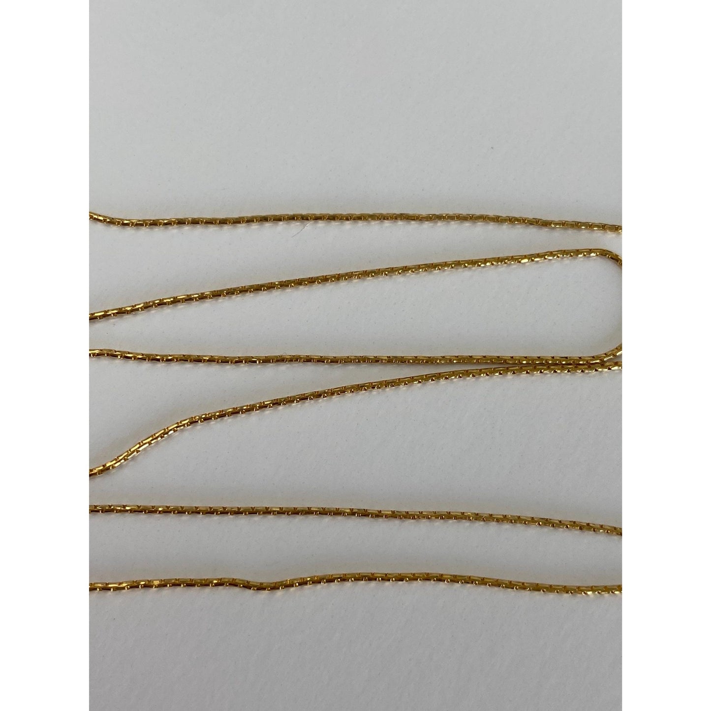 Vintage Solid 14k Yellow Gold Dainty Box Chain Necklace - 18.25 inches