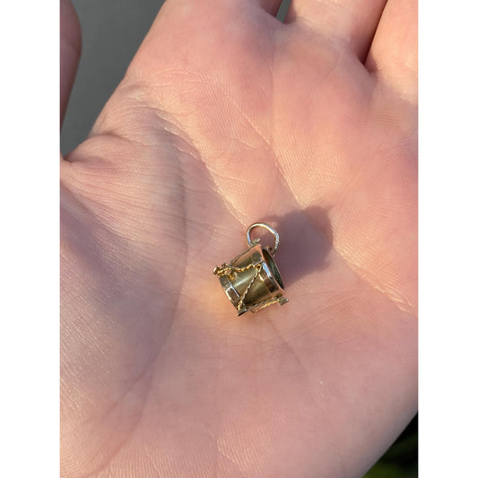 Vintage 10k Yellow Gold Abalone Drum Charm