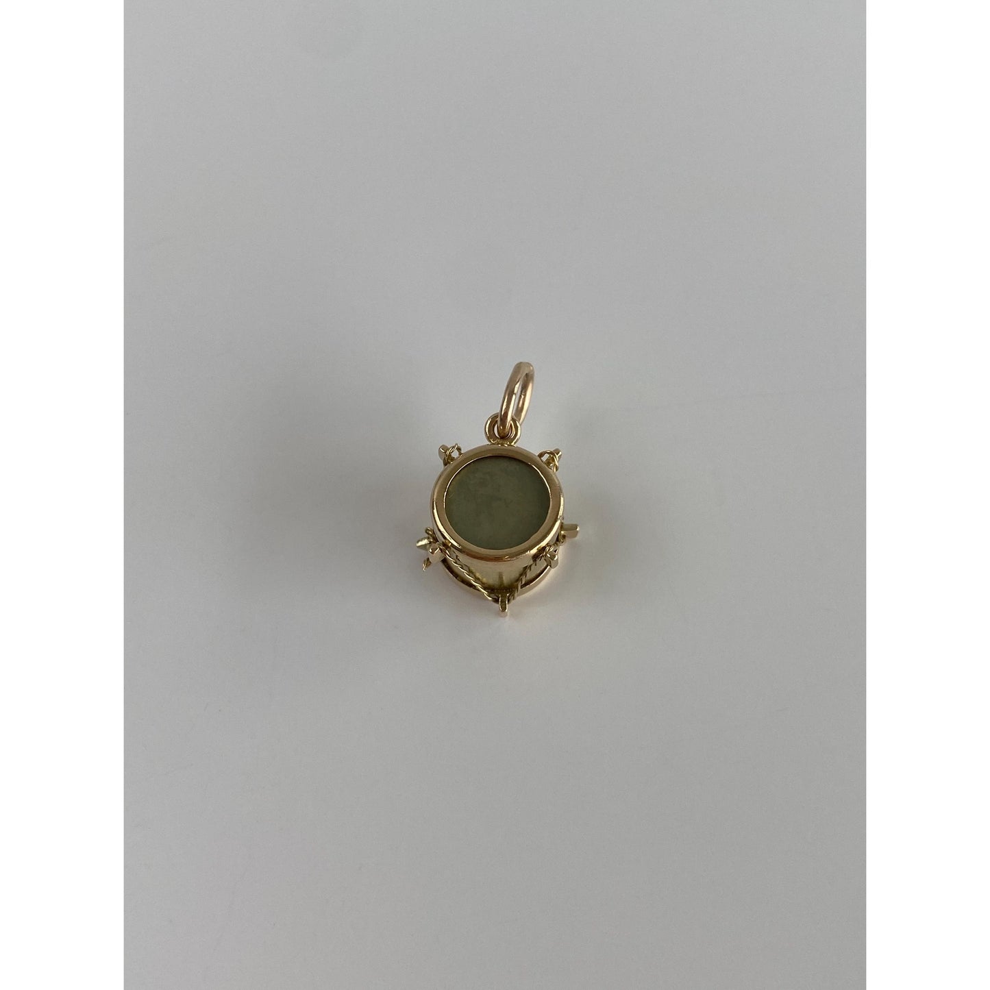 Vintage 10k Yellow Gold Abalone Drum Charm