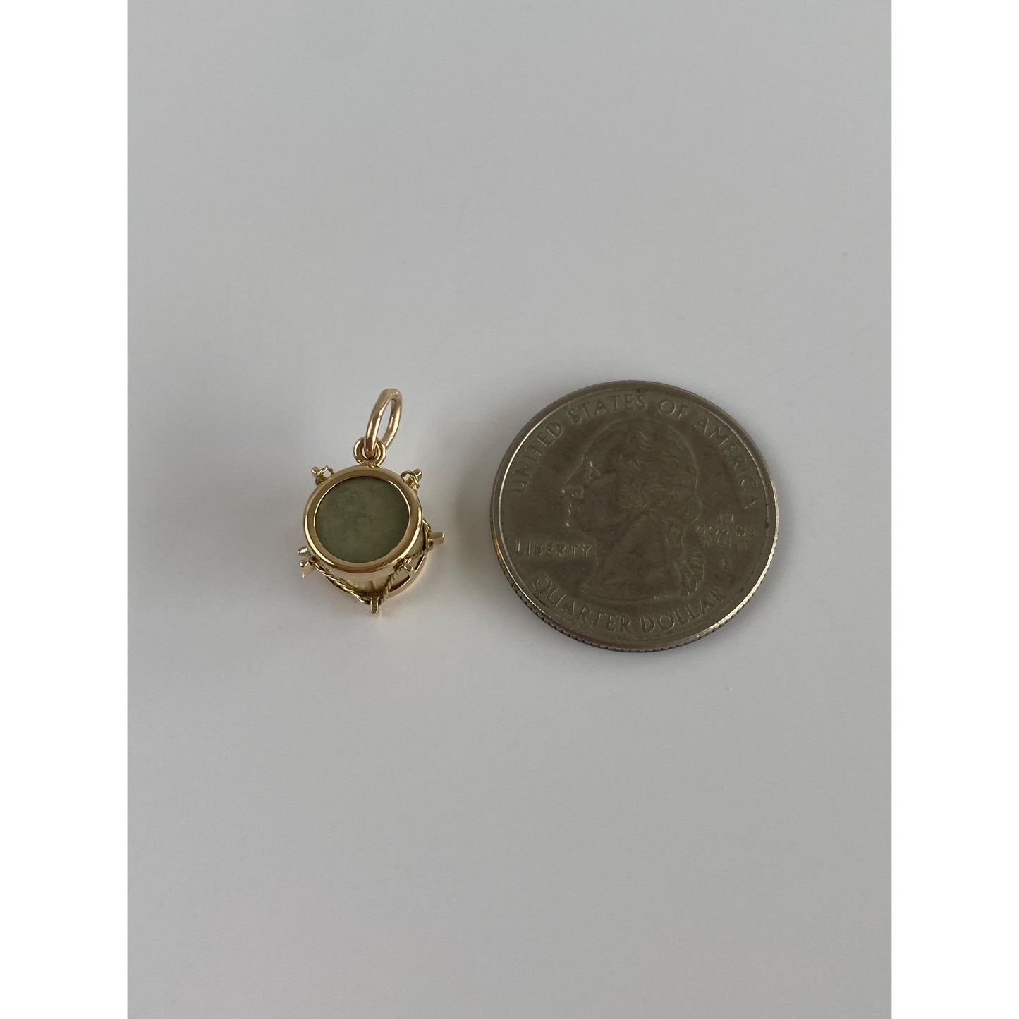 Vintage 10k Yellow Gold Abalone Drum Charm