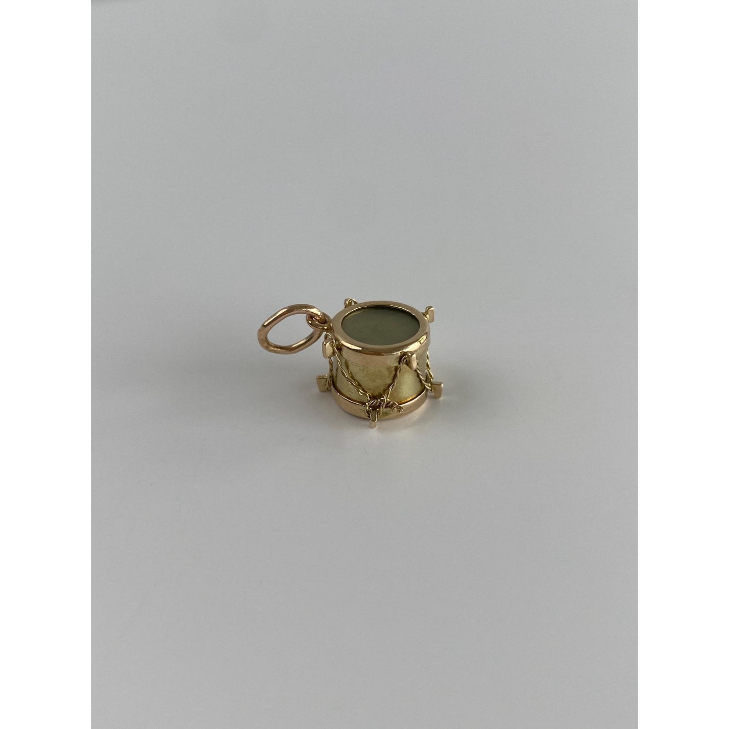 Vintage 10k Yellow Gold Abalone Drum Charm